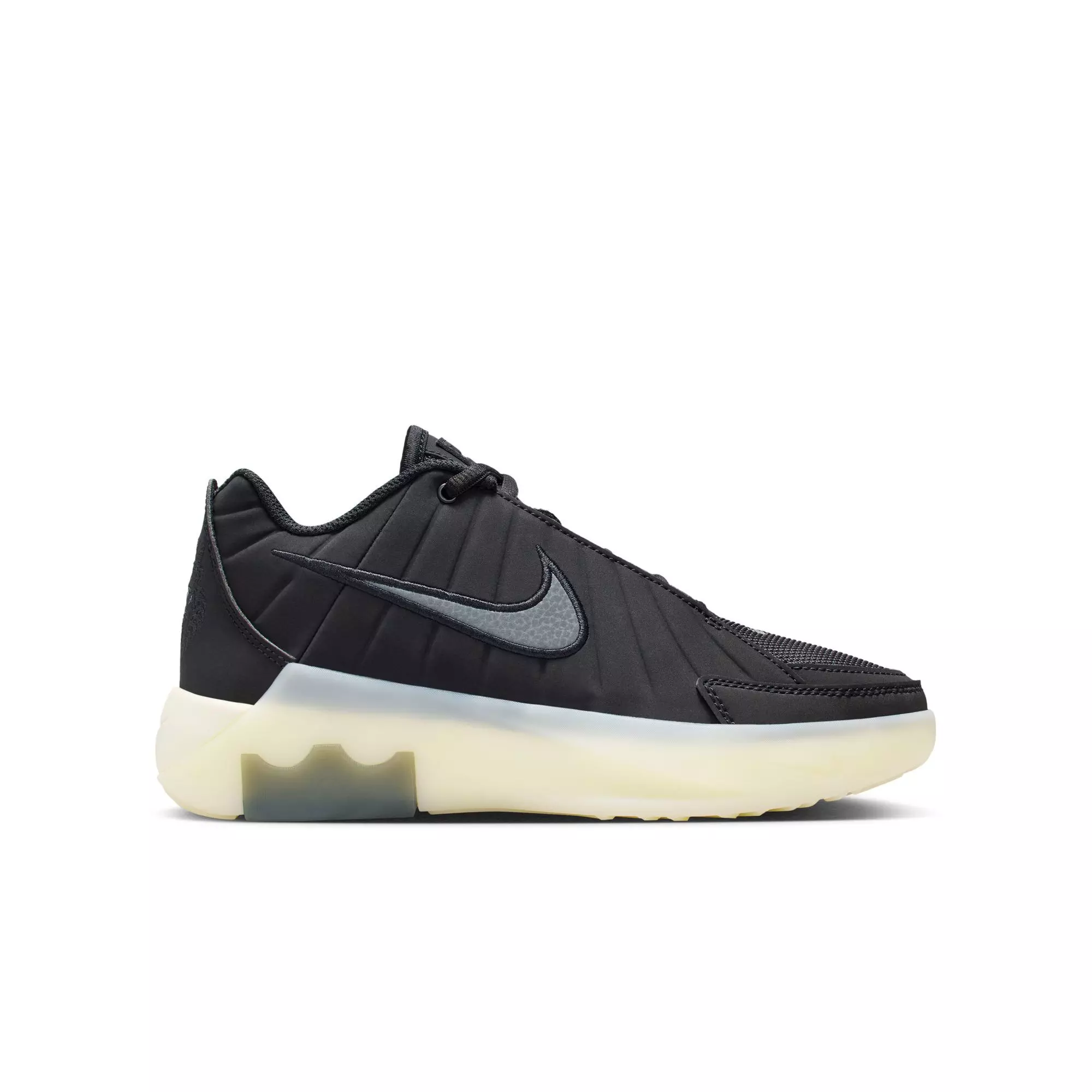 Nike LeBron Witness 9 "Black/Iron Grey/Coconut Milk" Grade School Boys' Basketball Shoe - BLACK/WHITE