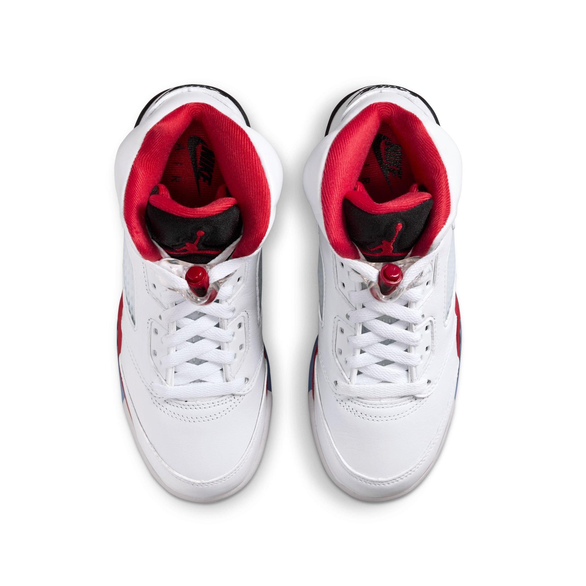 Jordan 5 Retro Fire Red Grade School Kids' "Black Tongue" Shoe