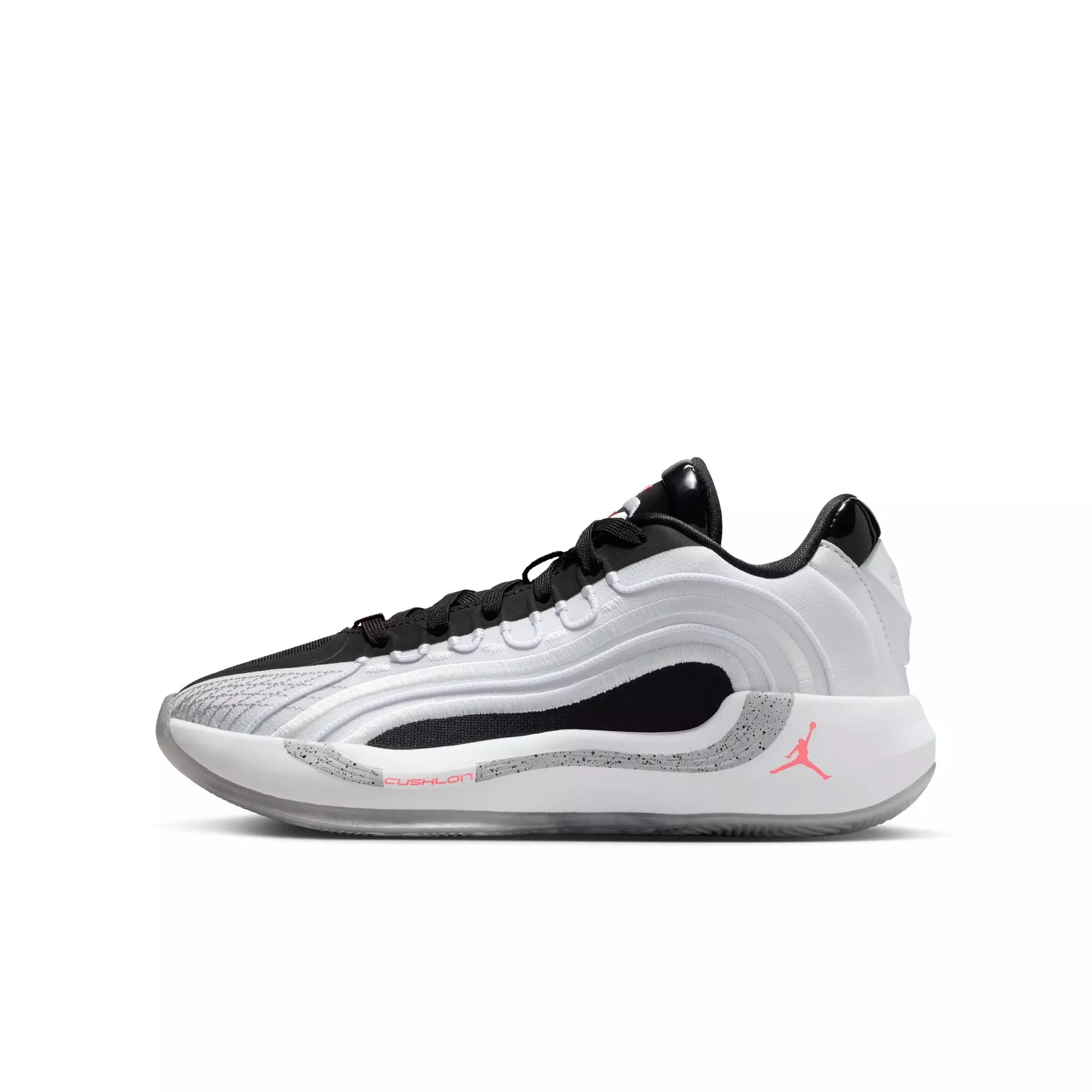 Jordan Luka 4 "White Cement" Grade School Kids' Basketball Shoe - WHITE/BRIGHT CRIMSON/BLACK