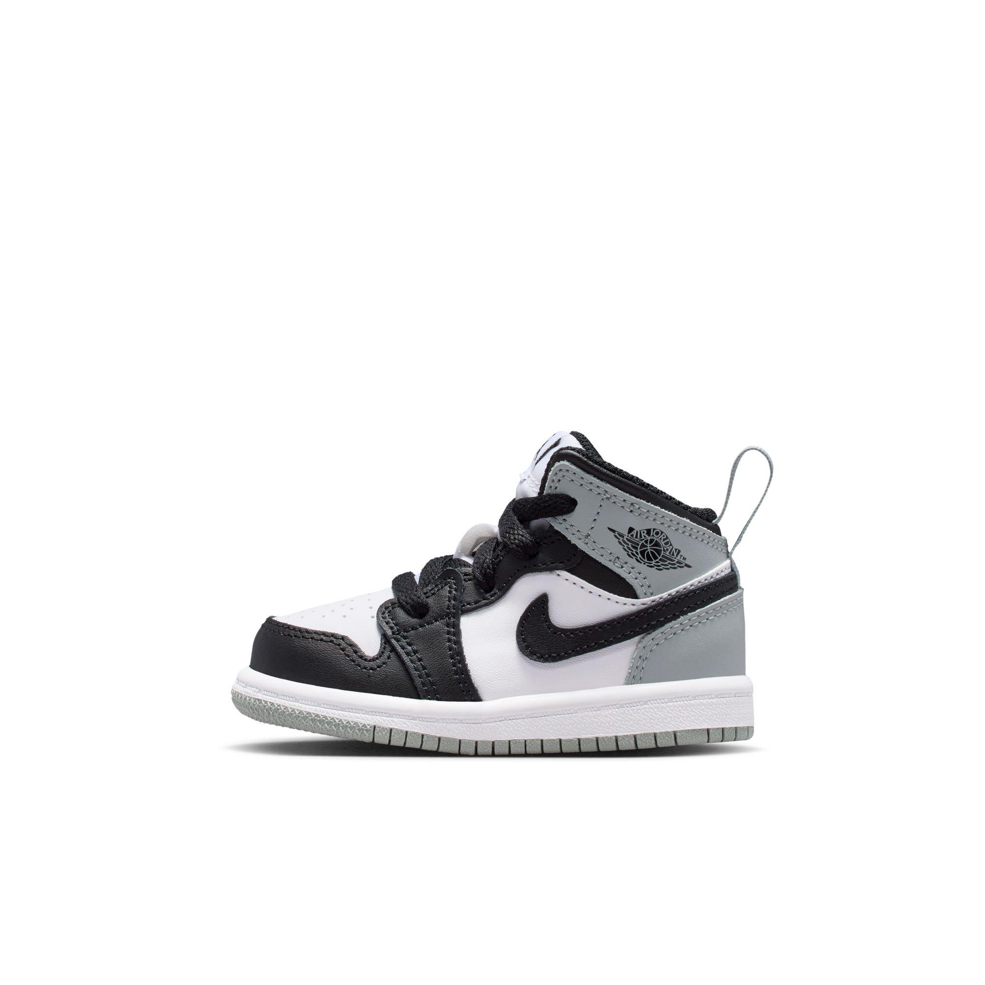 Jordan 1 Mid Toddler Boys' "White/Black/Lt Smoke Grey" Shoe