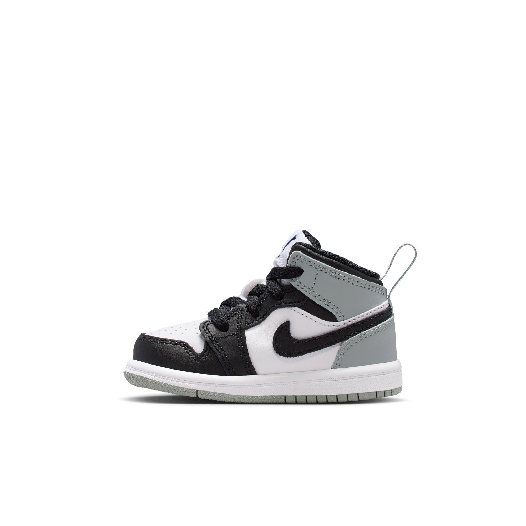 Jordan 1 Mid Toddler Boys' "White/Black/Lt Smoke Grey" Shoe