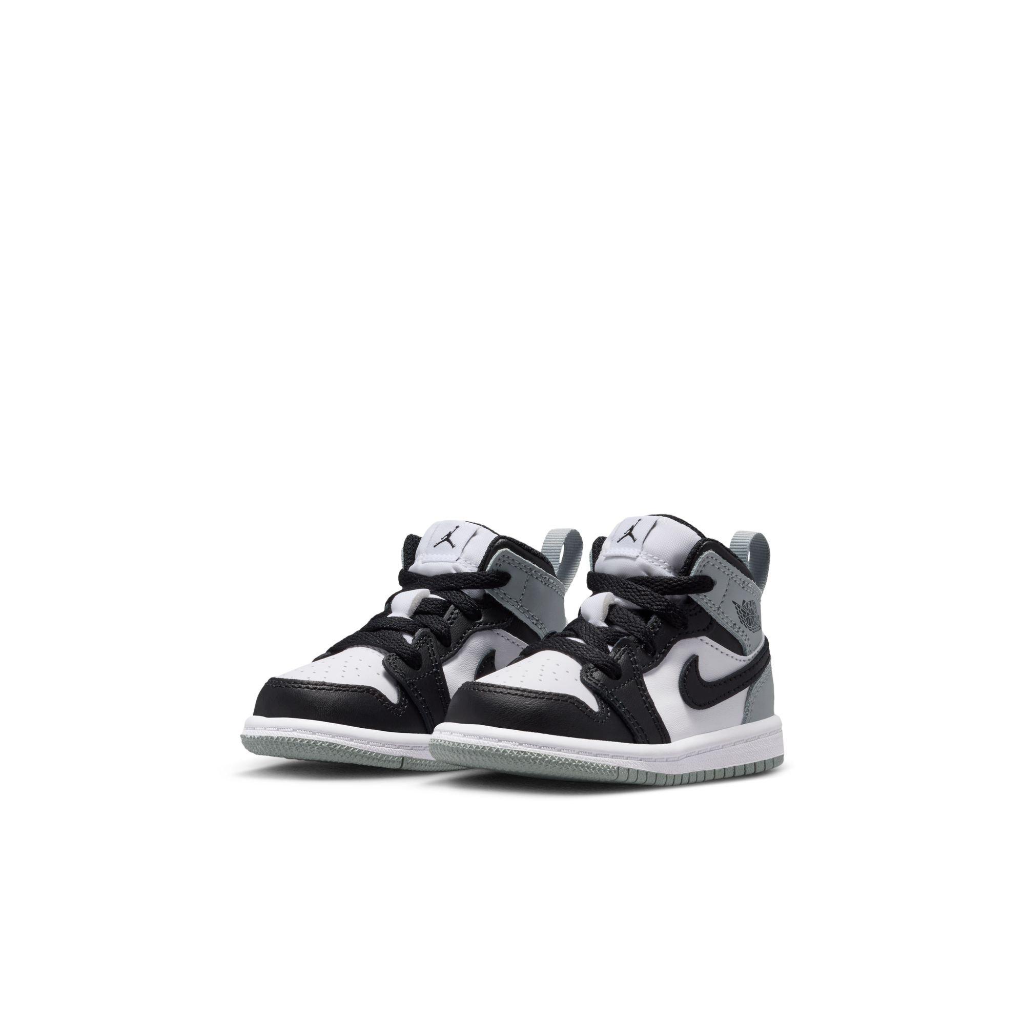 Jordan 1 Mid Toddler Boys' "White/Black/Lt Smoke Grey" Shoe