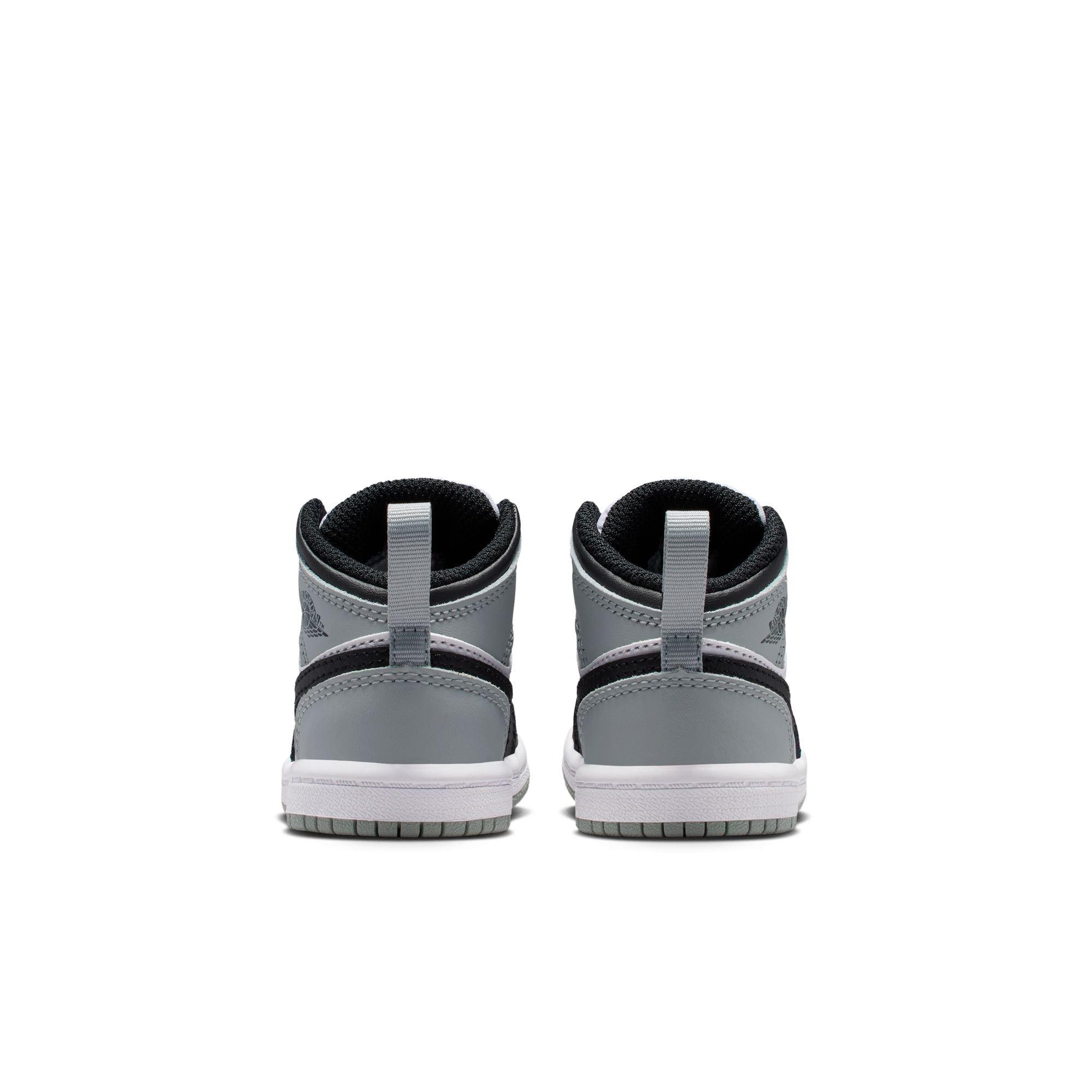 Jordan 1 Mid Toddler Boys' "White/Black/Lt Smoke Grey" Shoe