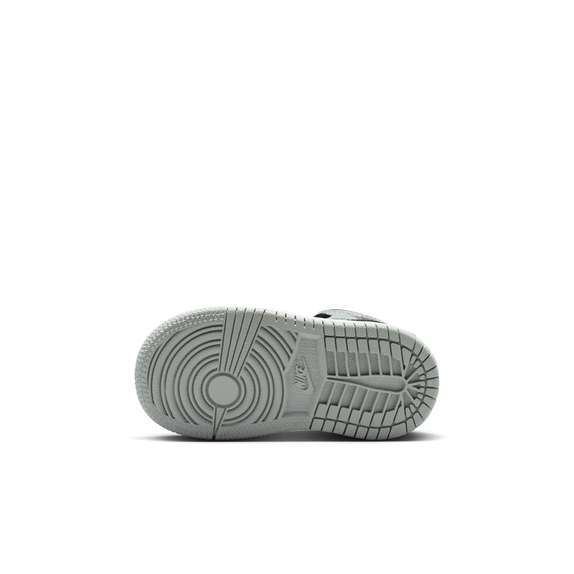 Jordan 1 Mid Toddler Boys' "White/Black/Lt Smoke Grey" Shoe