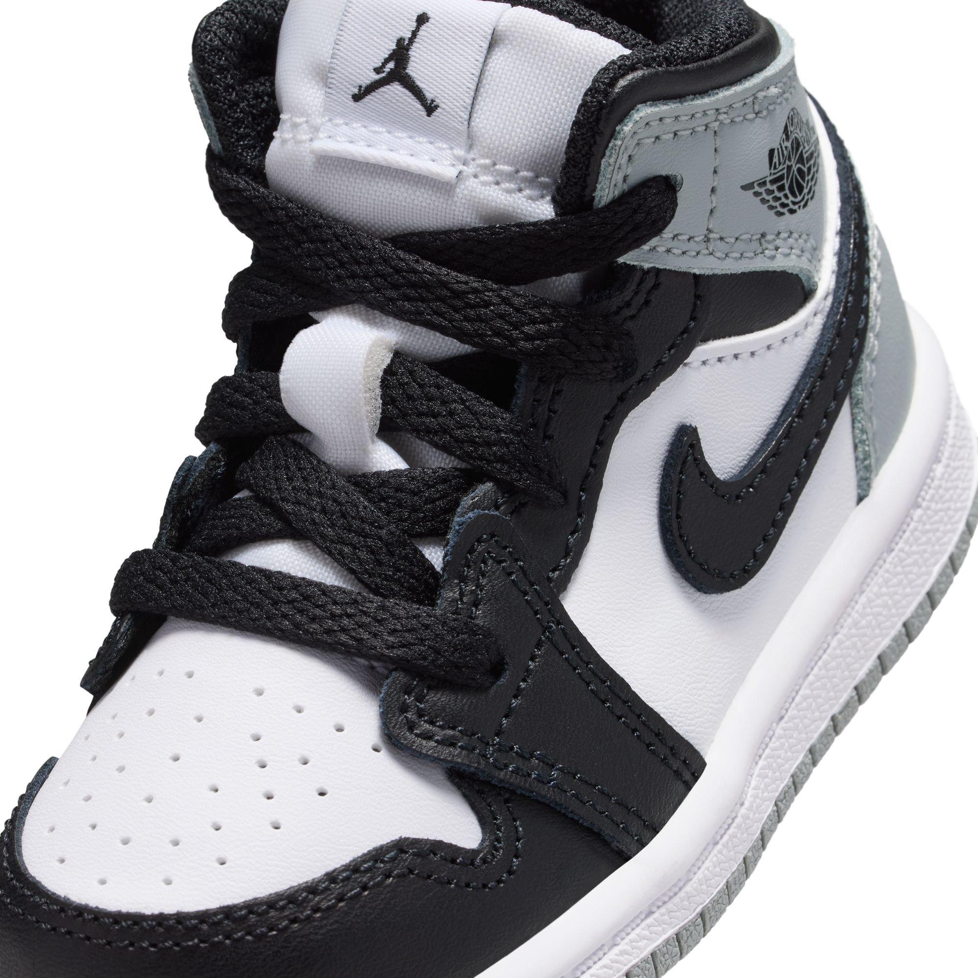 Jordan 1 Mid Toddler Boys' "White/Black/Lt Smoke Grey" Shoe