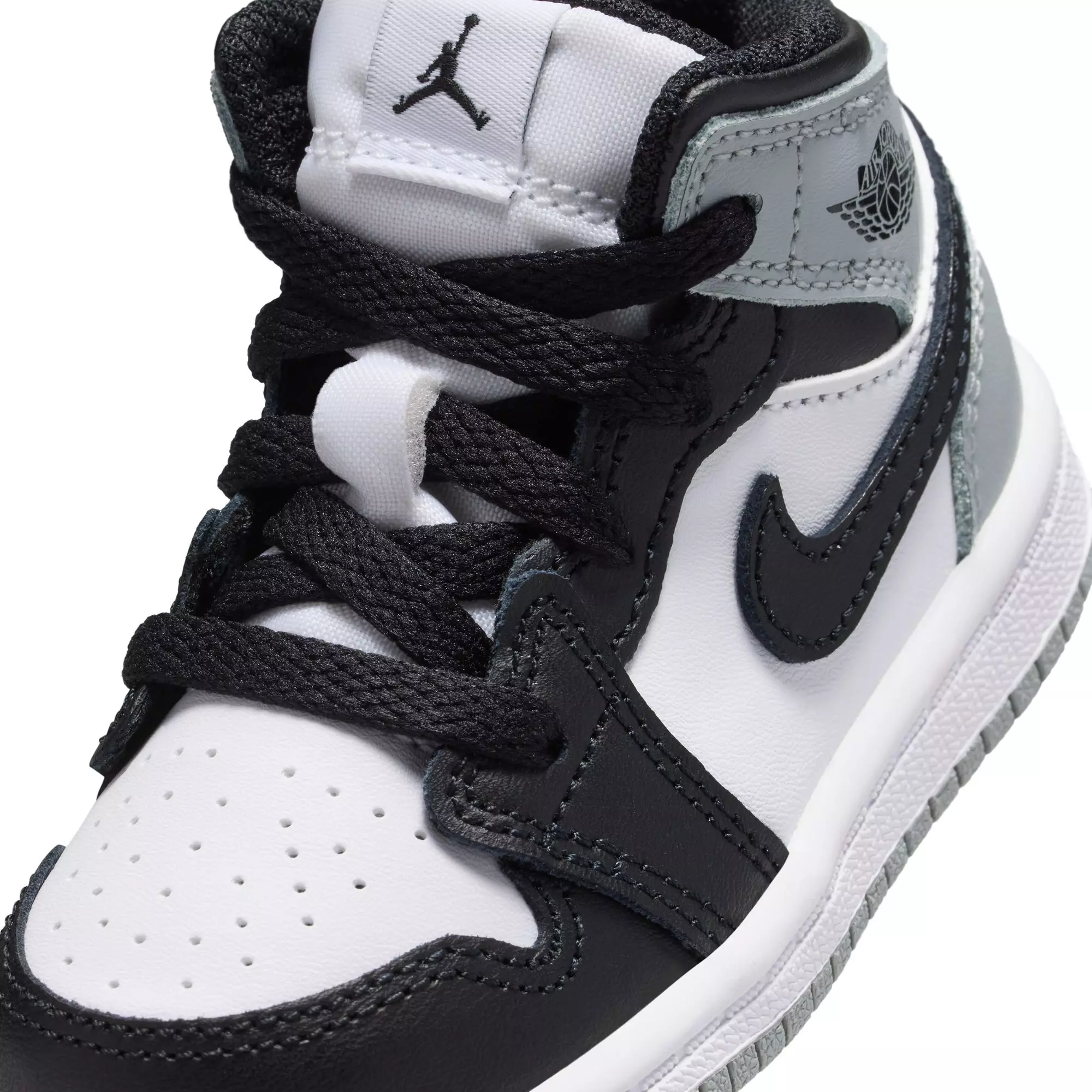 Jordan 1 Mid "White/Black/Lt Smoke Grey" Toddler Boys' Shoe - BLACK/GREY/WHITE