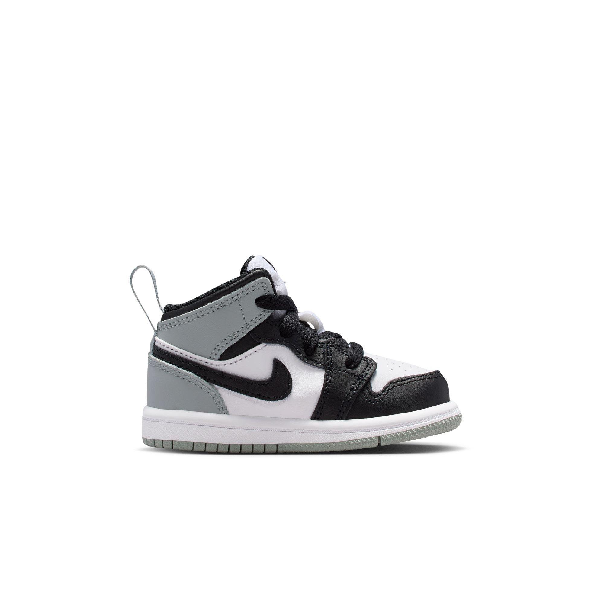 Jordan 1 Mid Toddler Boys' "White/Black/Lt Smoke Grey" Shoe