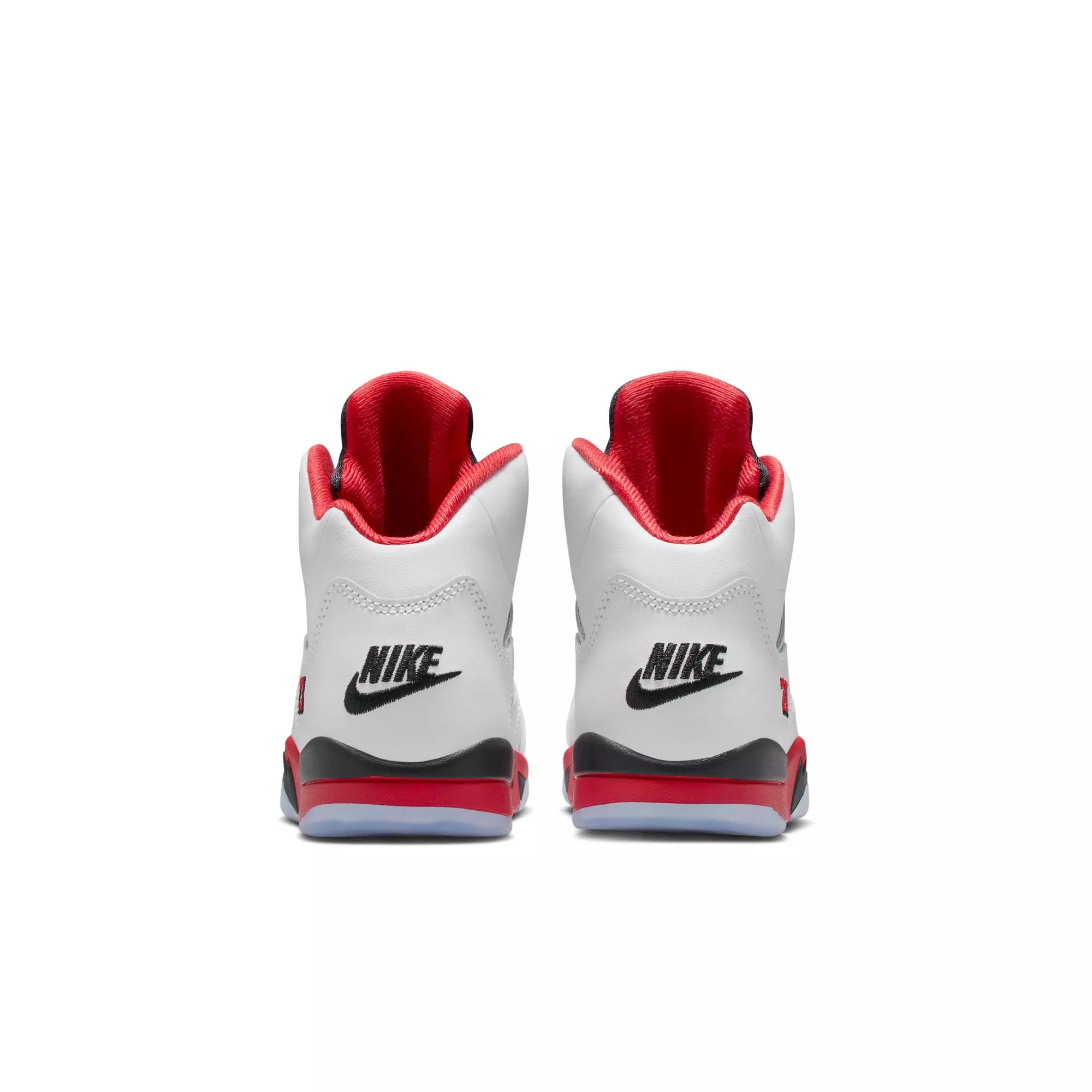 Jordan 5 Retro Fire Red "Black Tongue" Preschool Kids' Shoe - WHITE/FIRE RED/BLACK