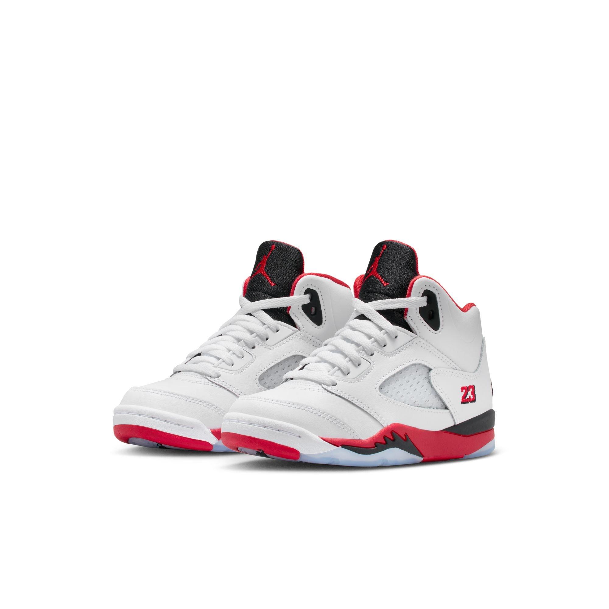 Jordan 5 Retro Fire Red Preschool Kids' "Black Tongue" Shoe