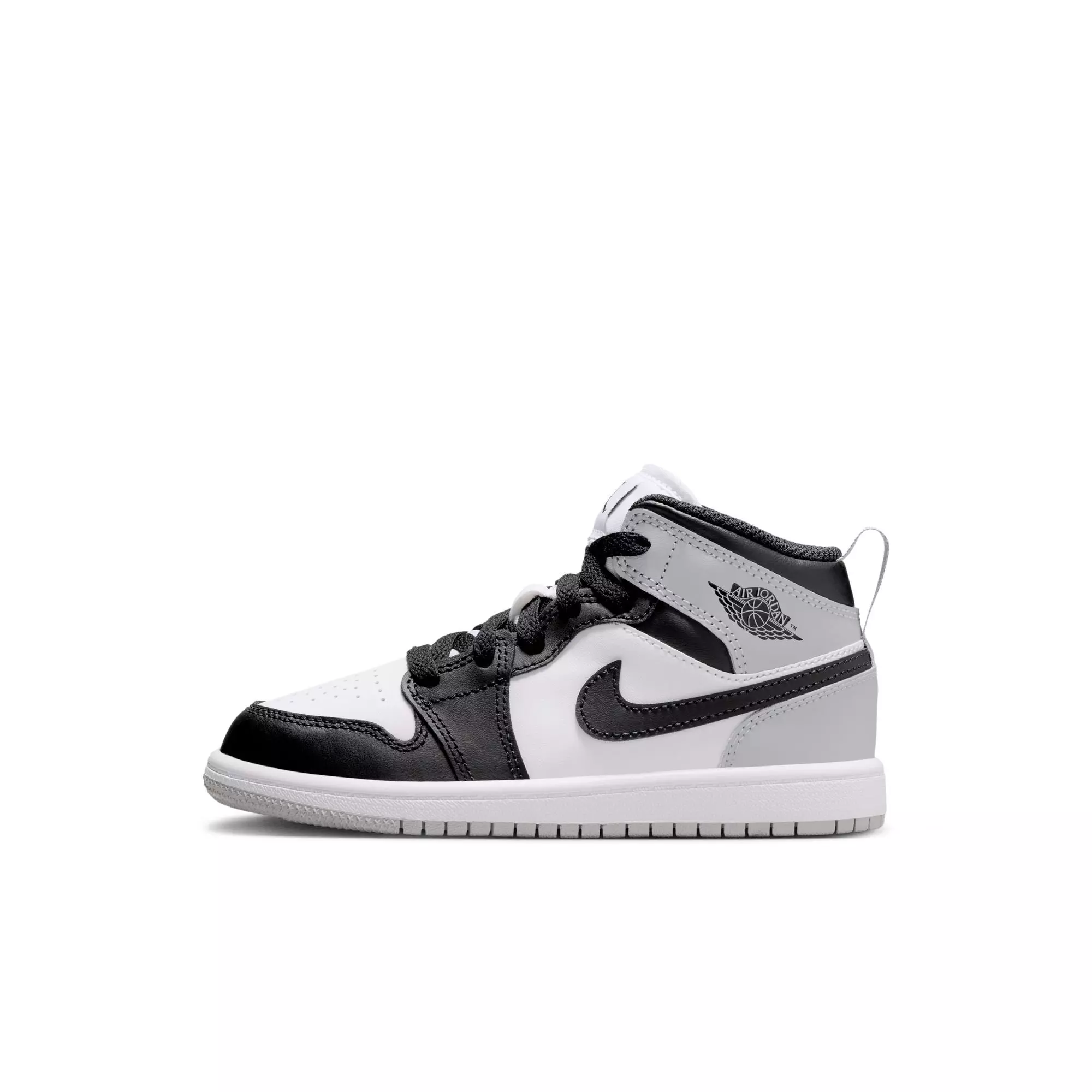 Jordan 1 Mid "White/Black/Lt Smoke Grey" Preschool Boys' Shoe - BLACK/GREY/WHITE