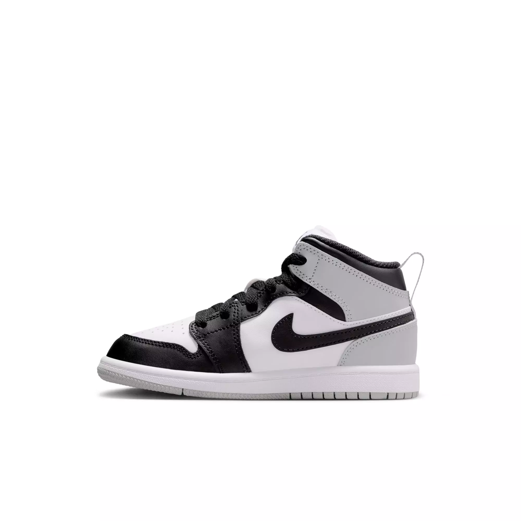 Jordan 1 Mid "White/Black/Lt Smoke Grey" Preschool Boys' Shoe - BLACK/GREY/WHITE