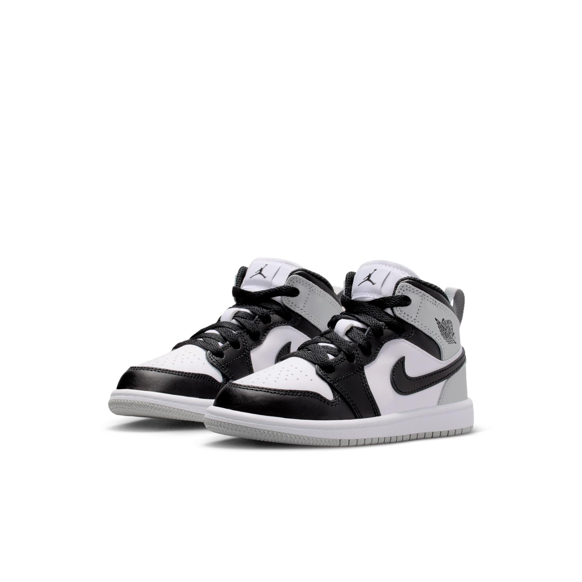 Jordan 1 Mid Preschool Boys' "White/Black/Lt Smoke Grey" Shoe