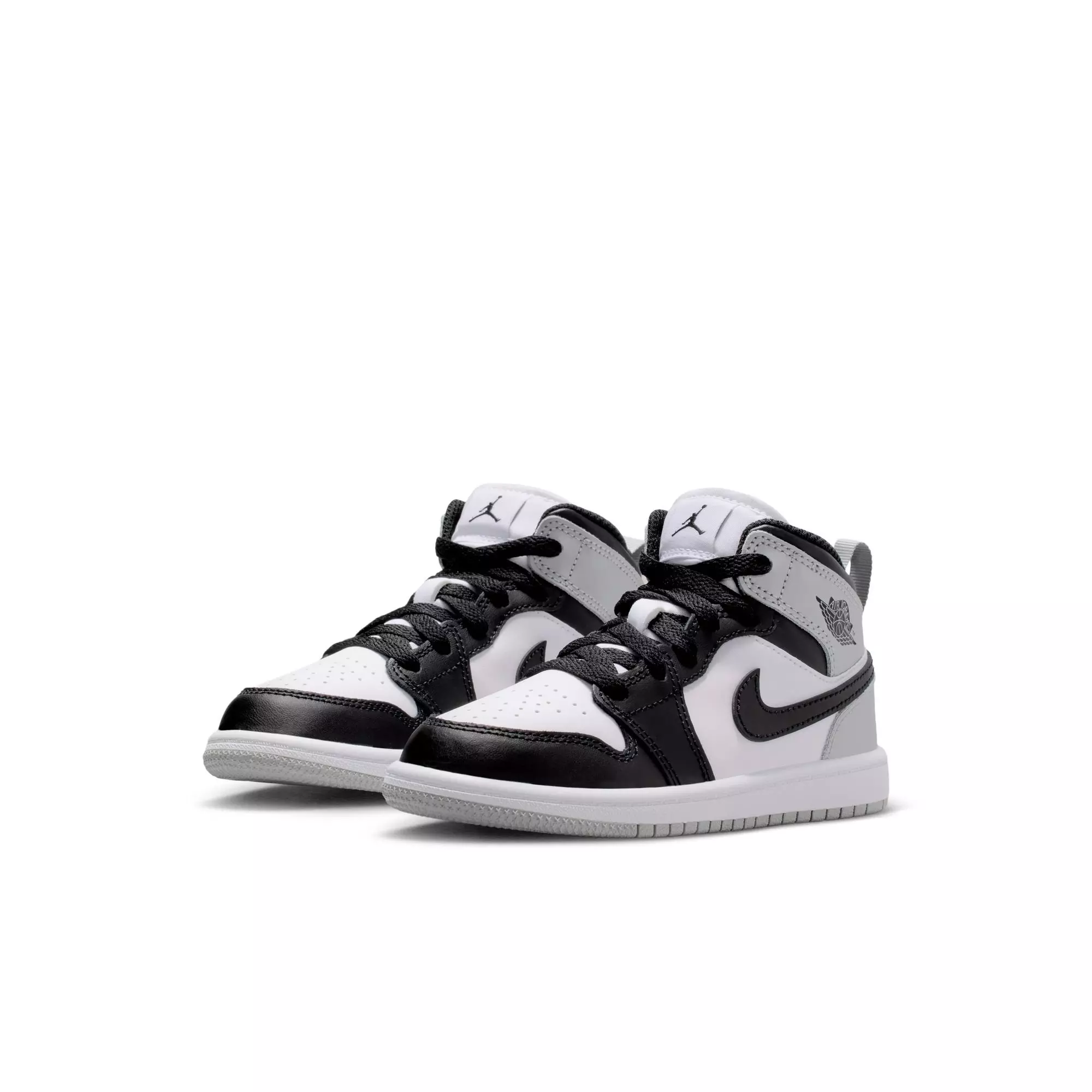 Jordan 1 Mid "White/Black/Lt Smoke Grey" Preschool Boys' Shoe - BLACK/GREY/WHITE