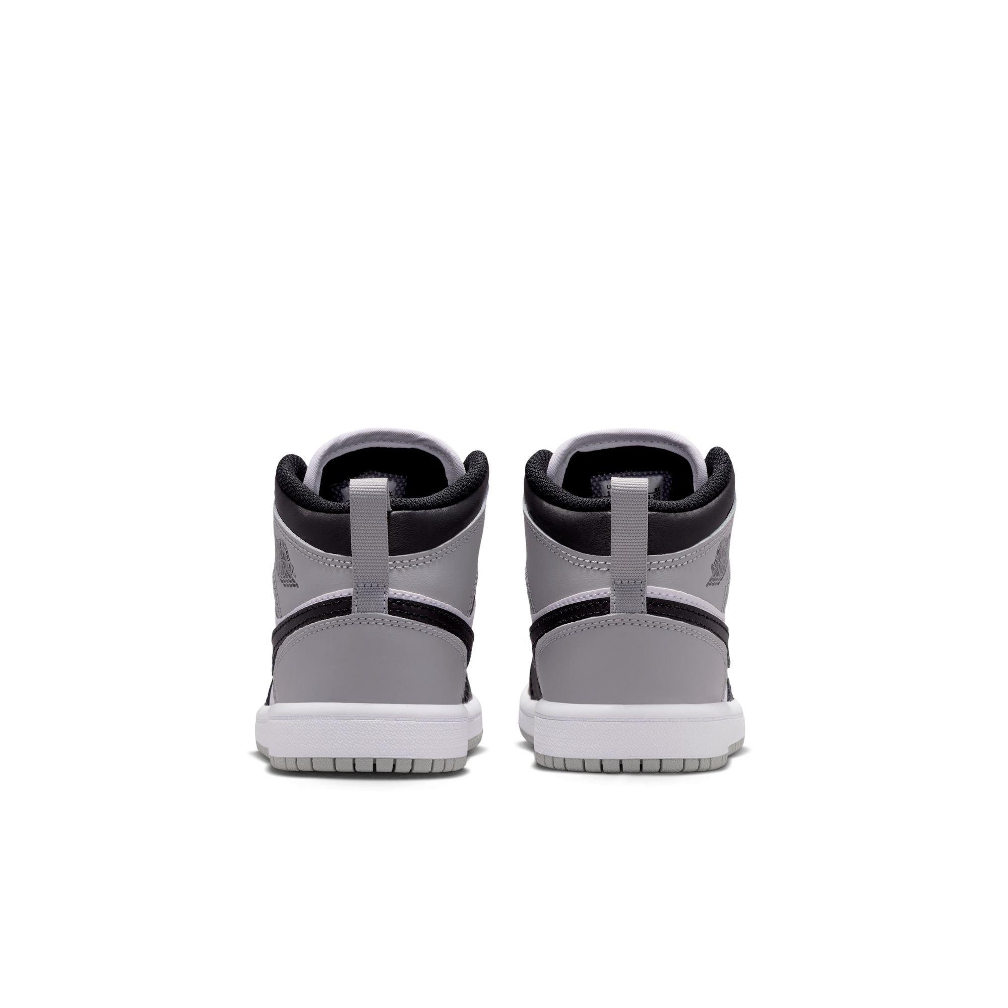 Jordan 1 Mid Preschool Boys' "White/Black/Lt Smoke Grey" Shoe