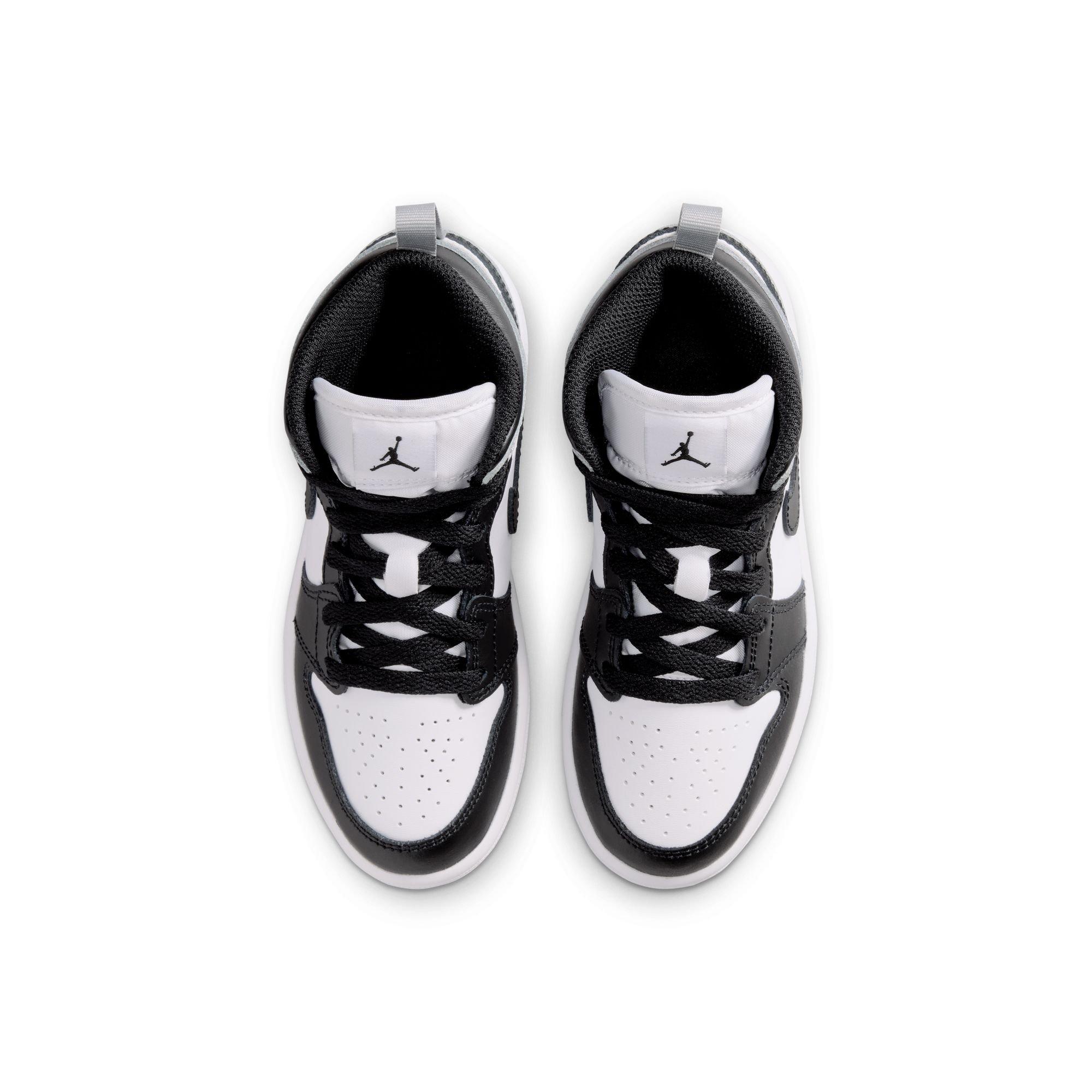 Jordan 1 Mid Preschool Boys' "White/Black/Lt Smoke Grey" Shoe