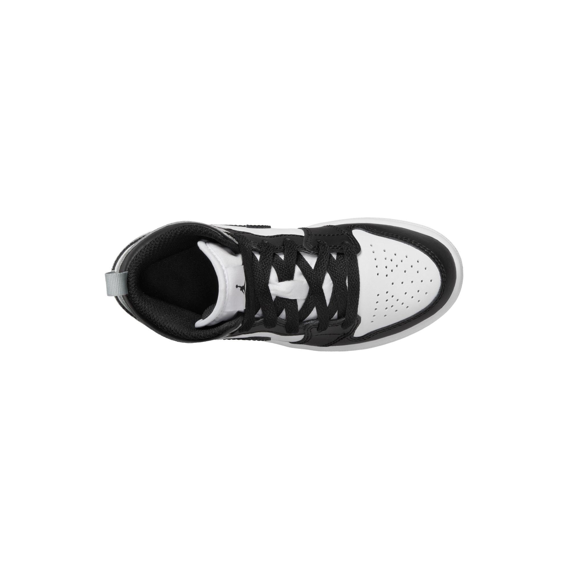 Jordan 1 Mid Preschool Boys' "White/Black/Lt Smoke Grey" Shoe