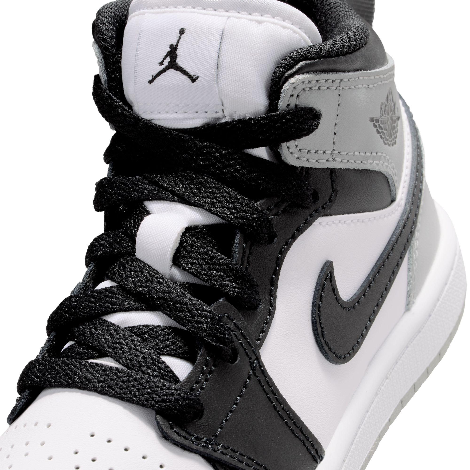 Jordan 1 Mid Preschool Boys' "White/Black/Lt Smoke Grey" Shoe