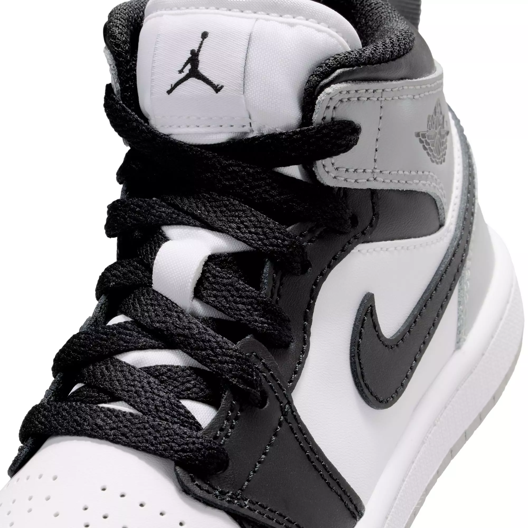 Jordan 1 Mid "White/Black/Lt Smoke Grey" Preschool Boys' Shoe - BLACK/GREY/WHITE