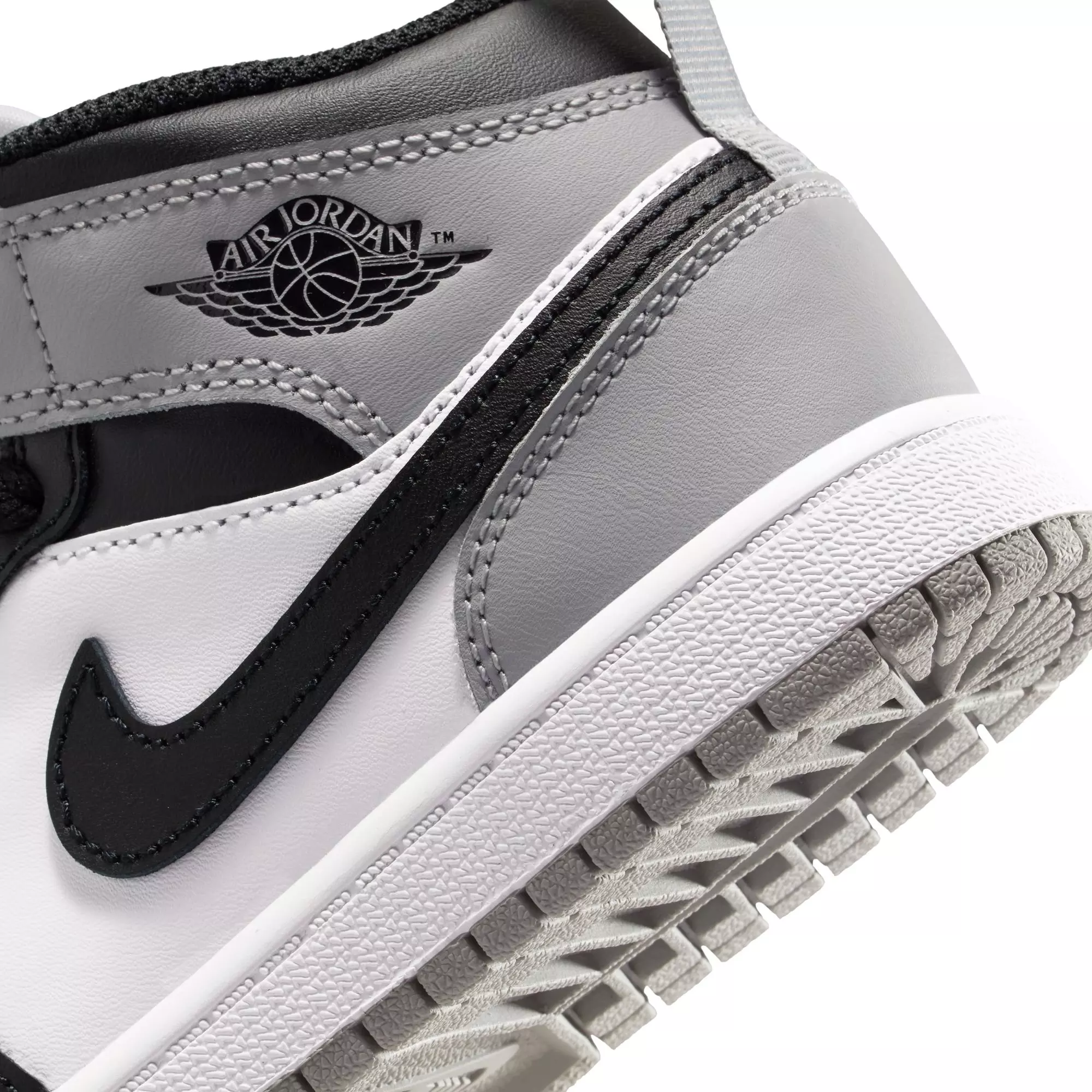 Jordan 1 Mid "White/Black/Lt Smoke Grey" Preschool Boys' Shoe - BLACK/GREY/WHITE