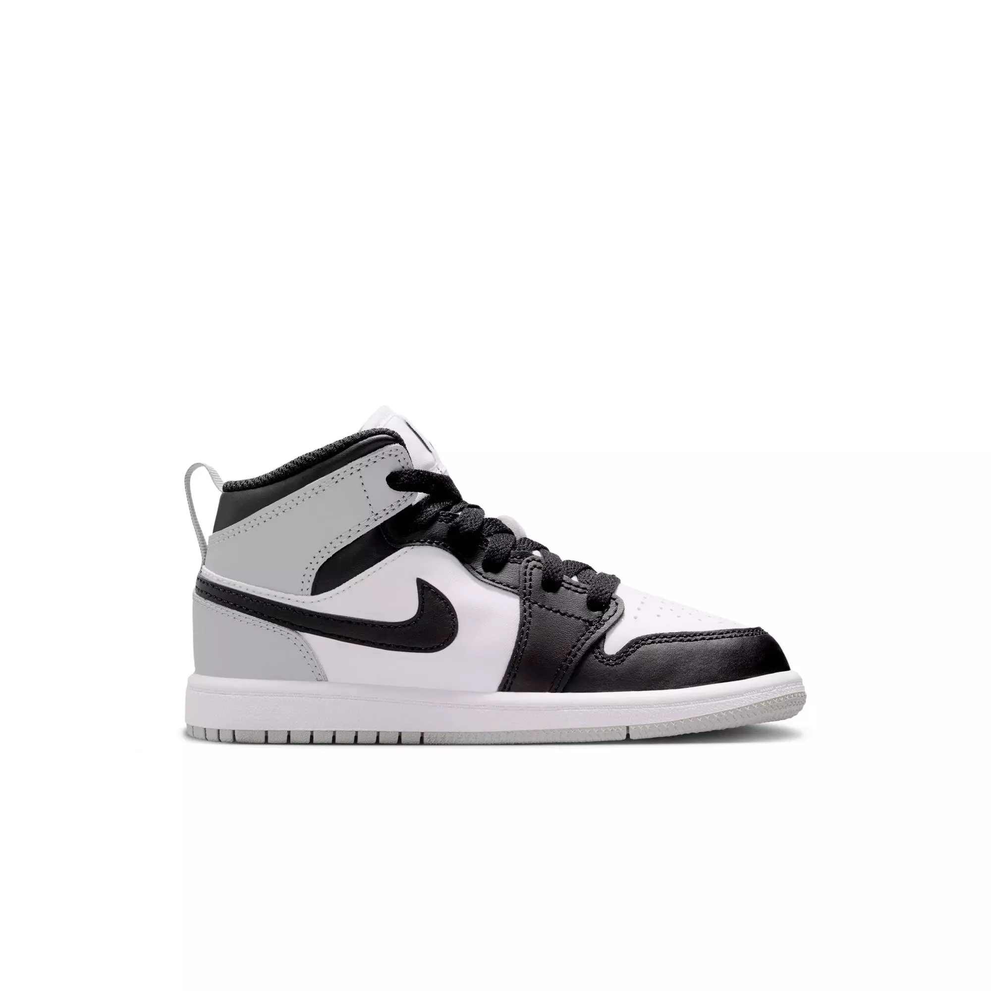 Jordan 1 Mid "White/Black/Lt Smoke Grey" Preschool Boys' Shoe - BLACK/GREY/WHITE