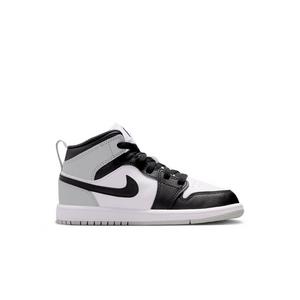 Jordan 1 Mid "White/Black/Lt Smoke Grey" Preschool Boys' Shoe