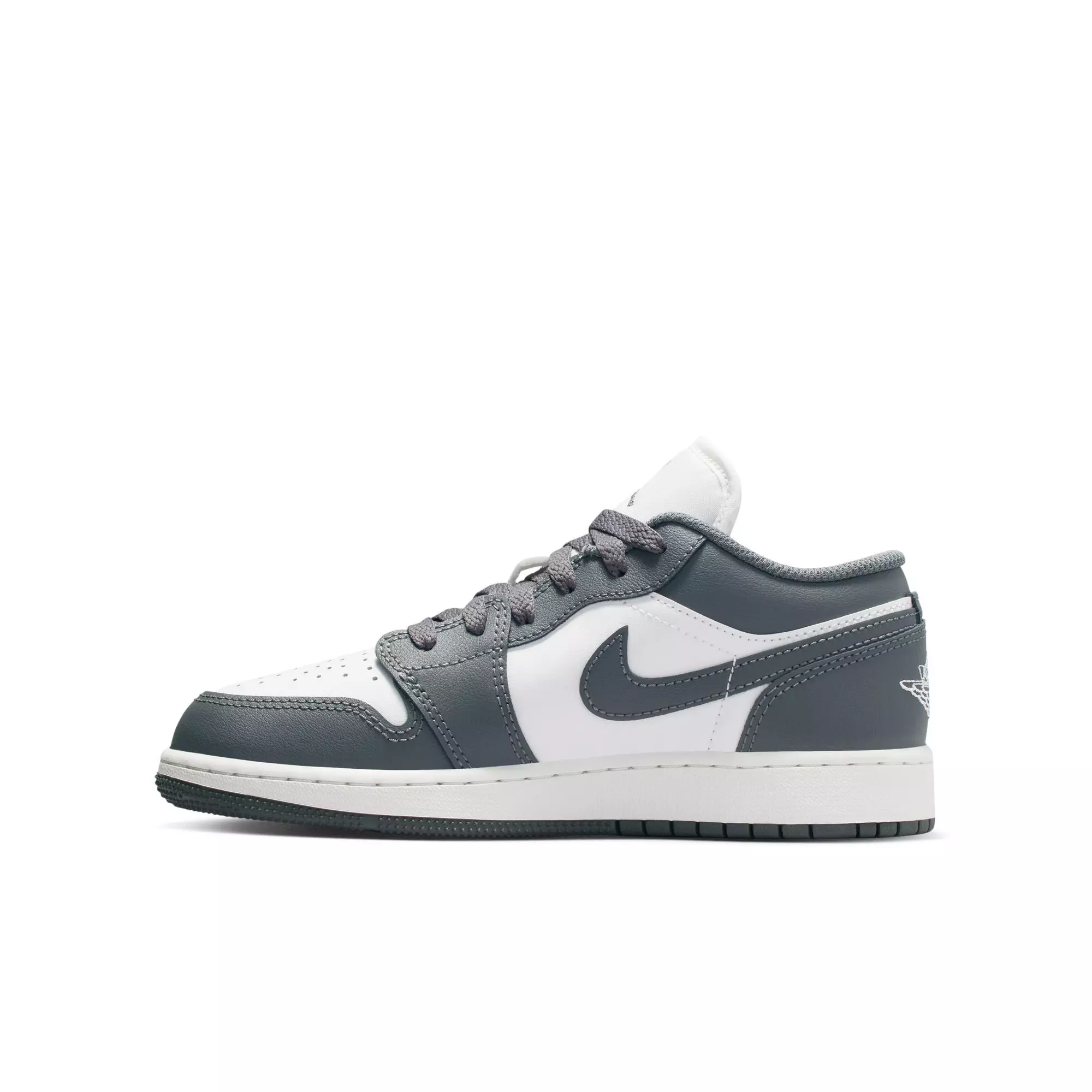 Jordan 1 Low "Grey/White" Grade School Boys' Shoe - GREY/WHITE