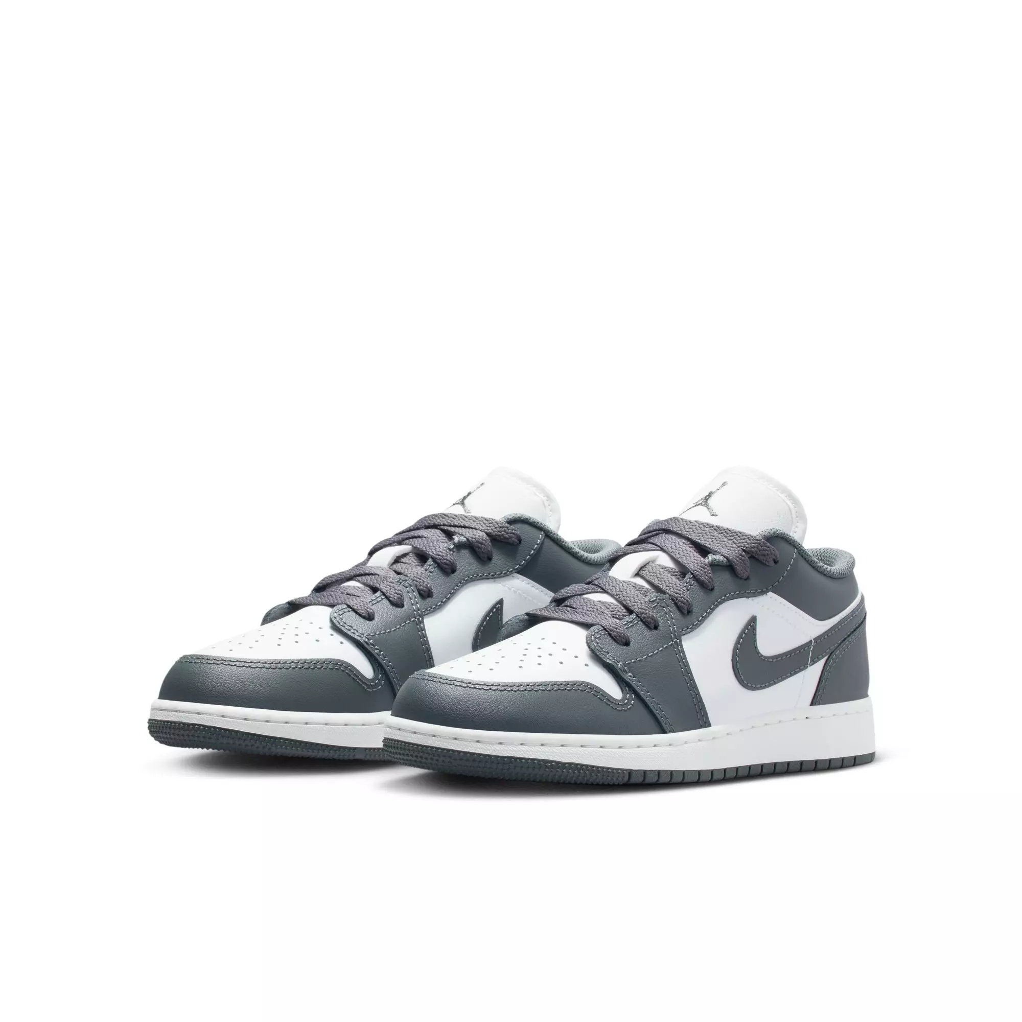 Jordan 1 Low "Grey/White" Grade School Boys' Shoe - GREY/WHITE