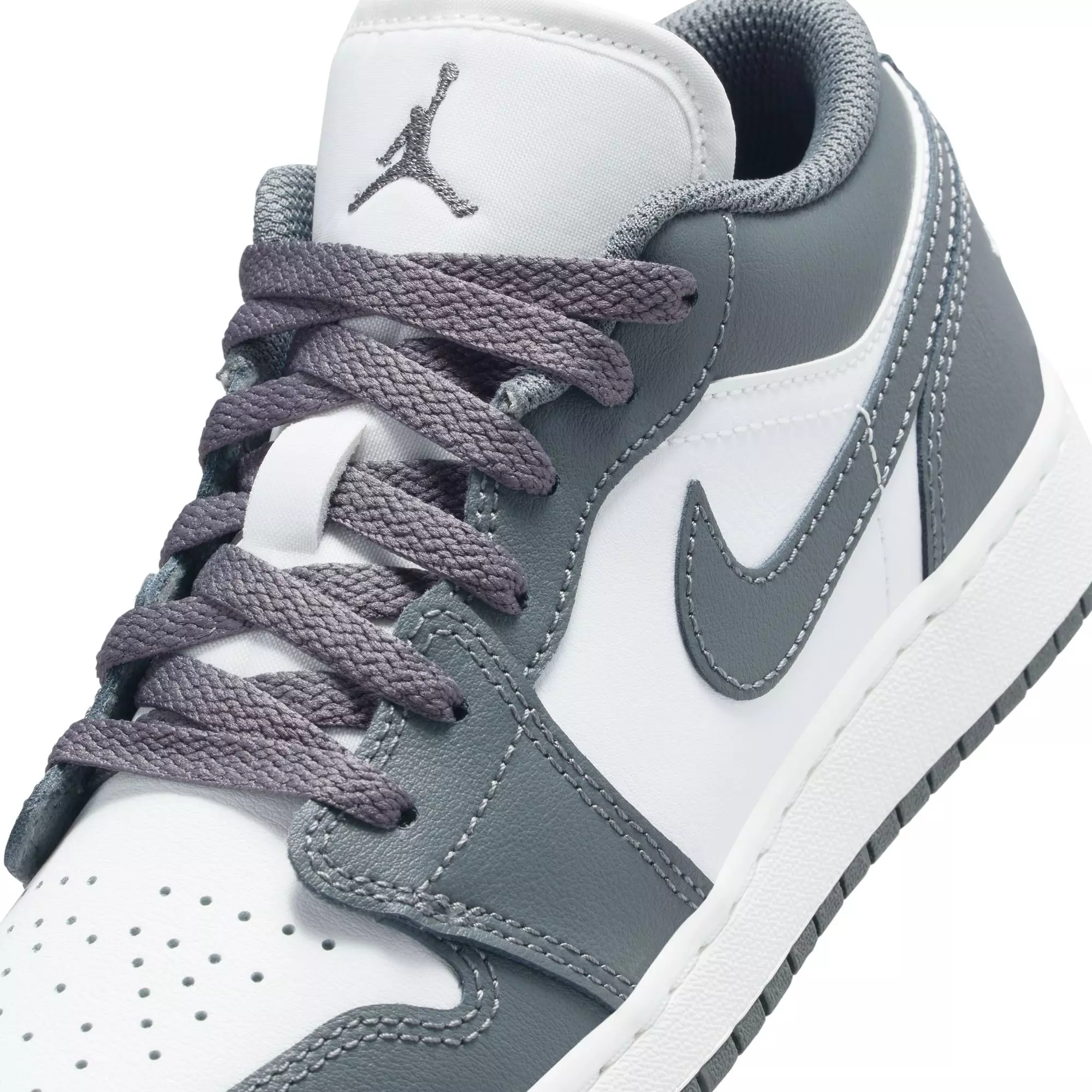 Jordan 1 Low "Grey/White" Grade School Boys' Shoe - GREY/WHITE