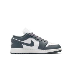 Jordan 1 Low "Grey/White" Grade School Boys' Shoe