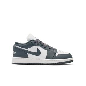 Jordan 1 Low "Grey/White" Grade School Boys' Shoe