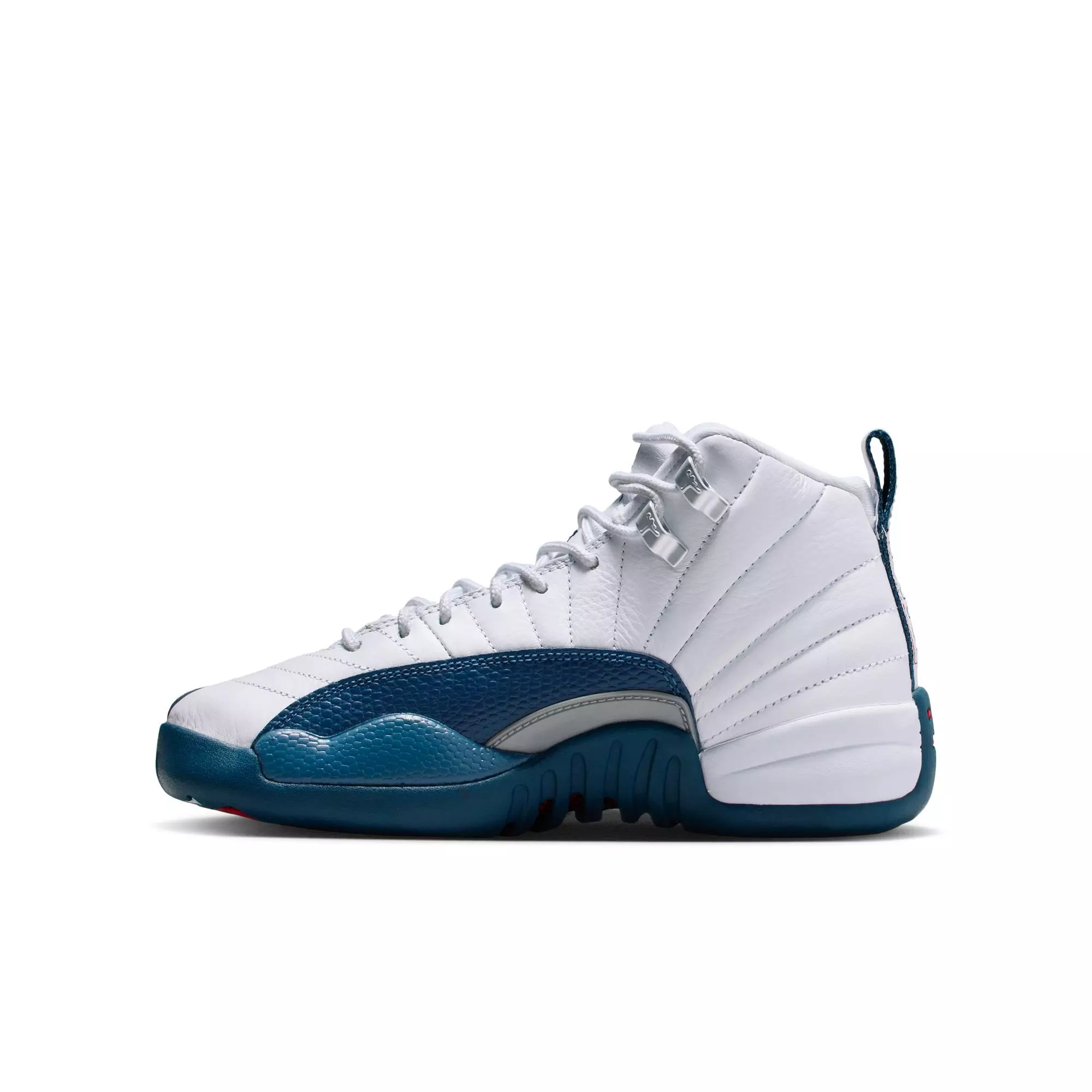 Jordan 12 Retro “French Blue and White” Grade School Kids' Shoe - WHITE/FRENCH BLUE/METALLIC SILVER