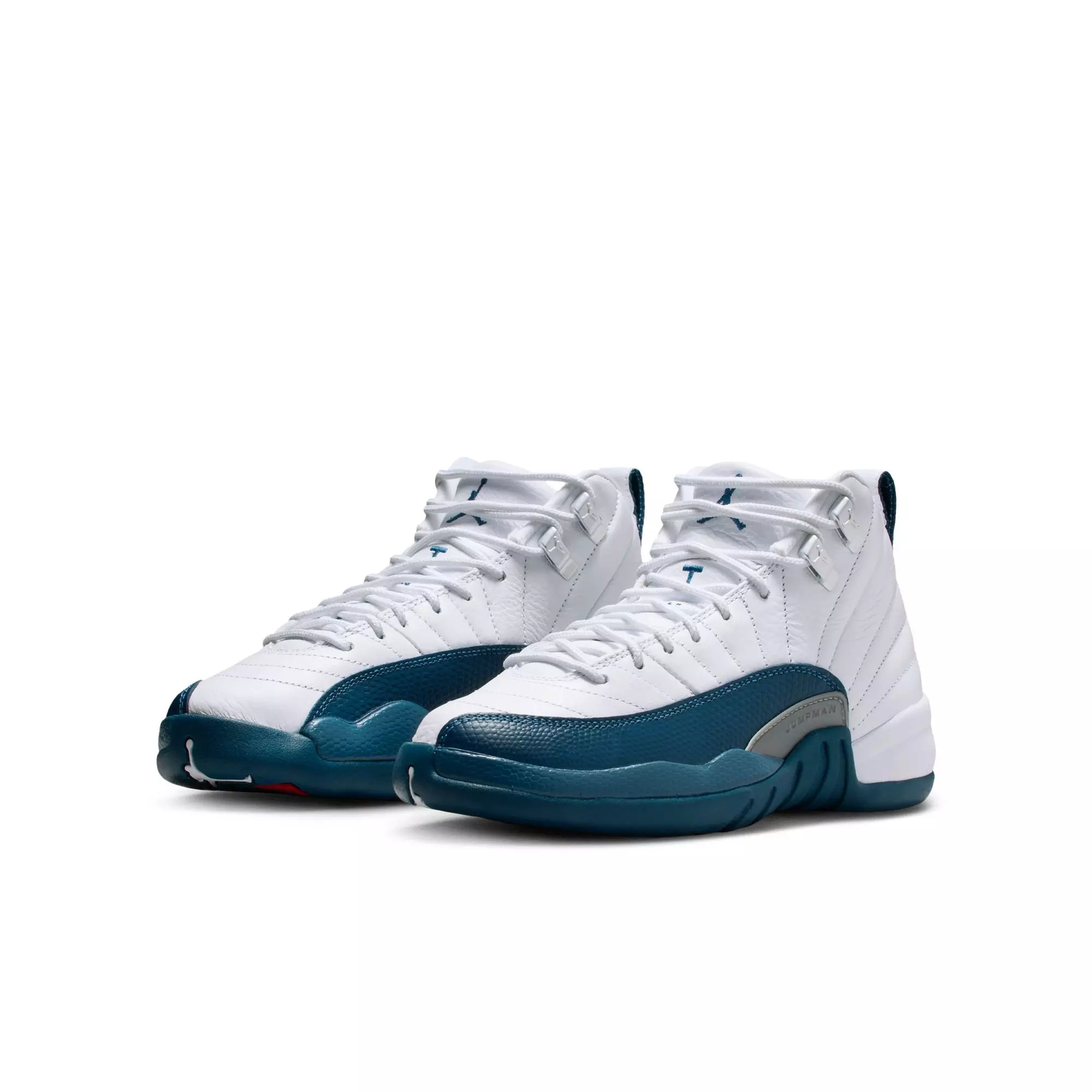 Jordan 12 Retro “French Blue and White” Grade School Kids' Shoe - WHITE/FRENCH BLUE/METALLIC SILVER