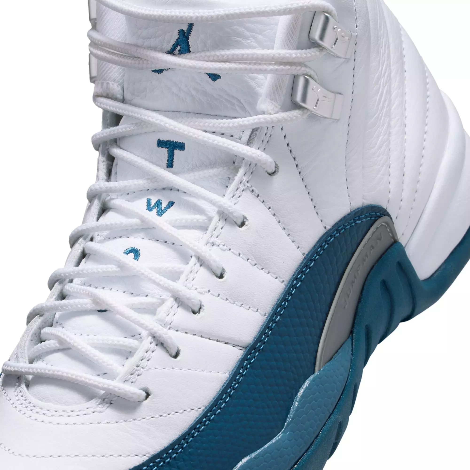Jordan 12 Retro “French Blue and White” Grade School Kids' Shoe - WHITE/FRENCH BLUE/METALLIC SILVER