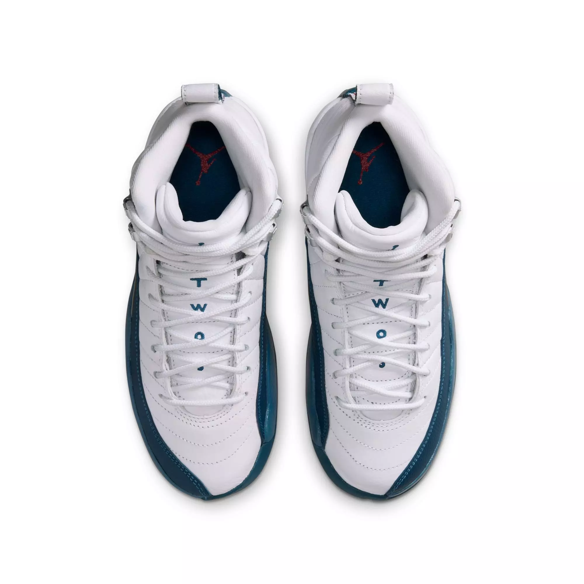 Jordan 12 Retro “French Blue and White” Grade School Kids' Shoe - WHITE/FRENCH BLUE/METALLIC SILVER