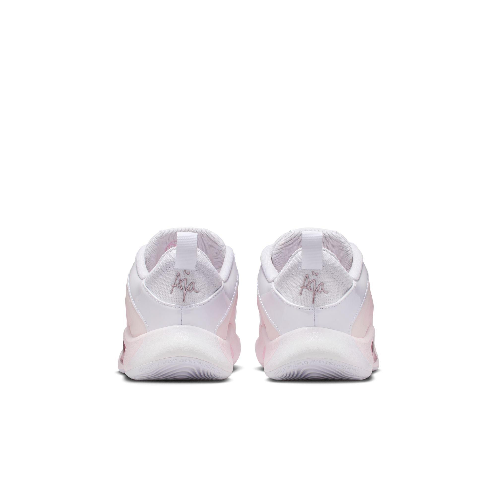 Nike A'One "#1 Draft Pick" Grade School Kids' Basketball Shoe - WHITE/PERFECT PINK/PRISM PINK Thumbnail View 9