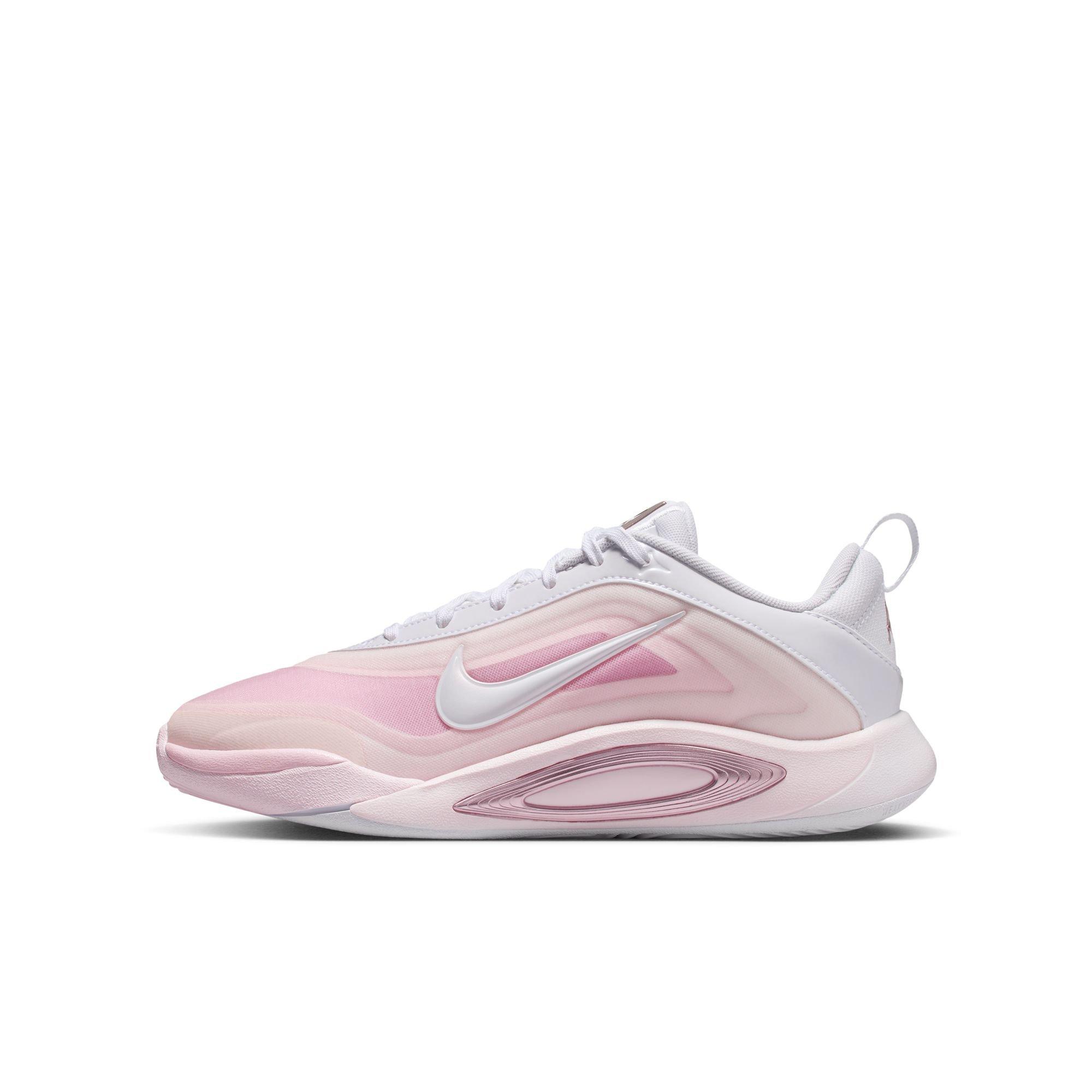 Nike A'One "#1 Draft Pick" Grade School Kids' Basketball Shoe - WHITE/PERFECT PINK/PRISM PINK Thumbnail View 7