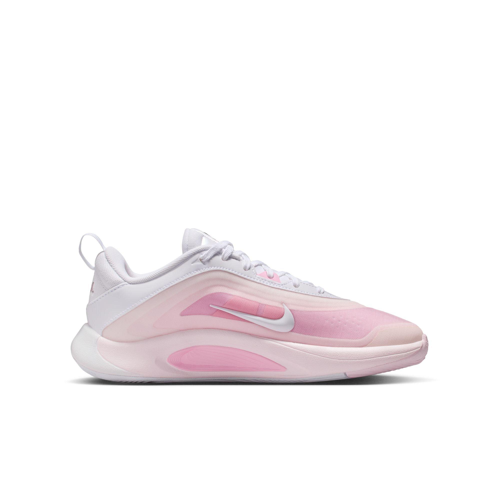 Nike A'One "#1 Draft Pick" Grade School Kids' Basketball Shoe - WHITE/PERFECT PINK/PRISM PINK Thumbnail View 3