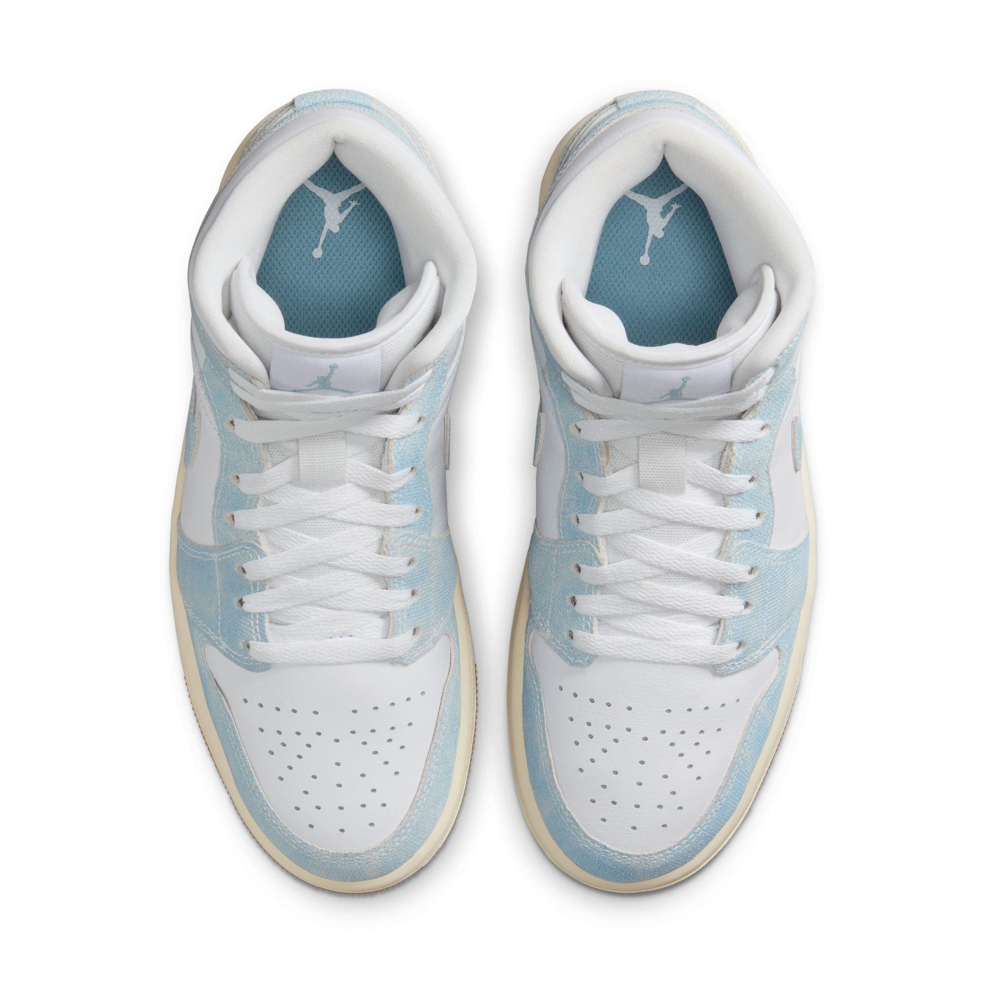 Jordan 1 Mid SE "White/Worn Blue/Sail/Gum Light Brown" Women's Shoe - WHITE/LT BLUE/DENIM Thumbnail View 6