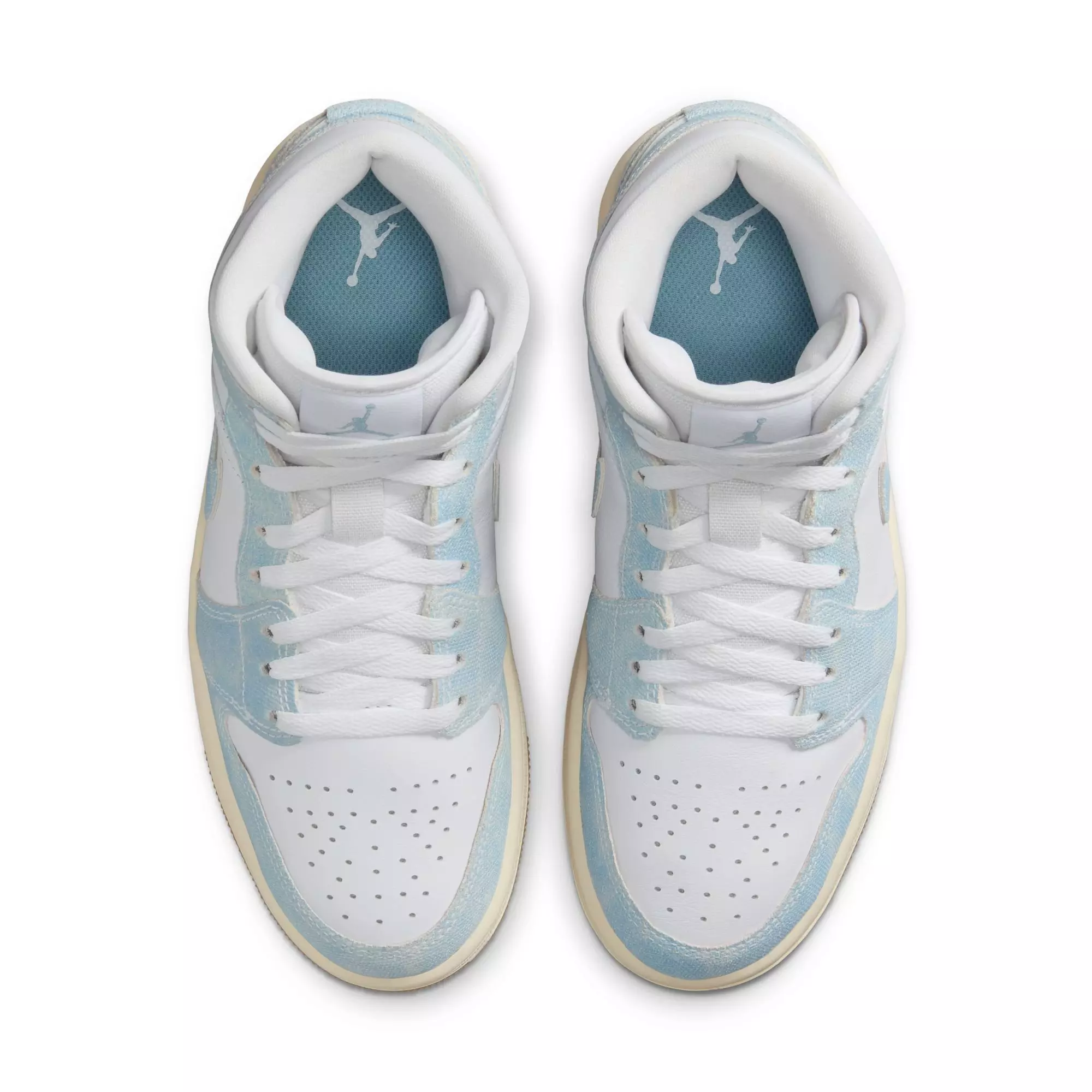 Jordan 1 Mid SE "White/Worn Blue/Sail/Gum Light Brown" Women's Shoe - WHITE/LT BLUE/DENIM