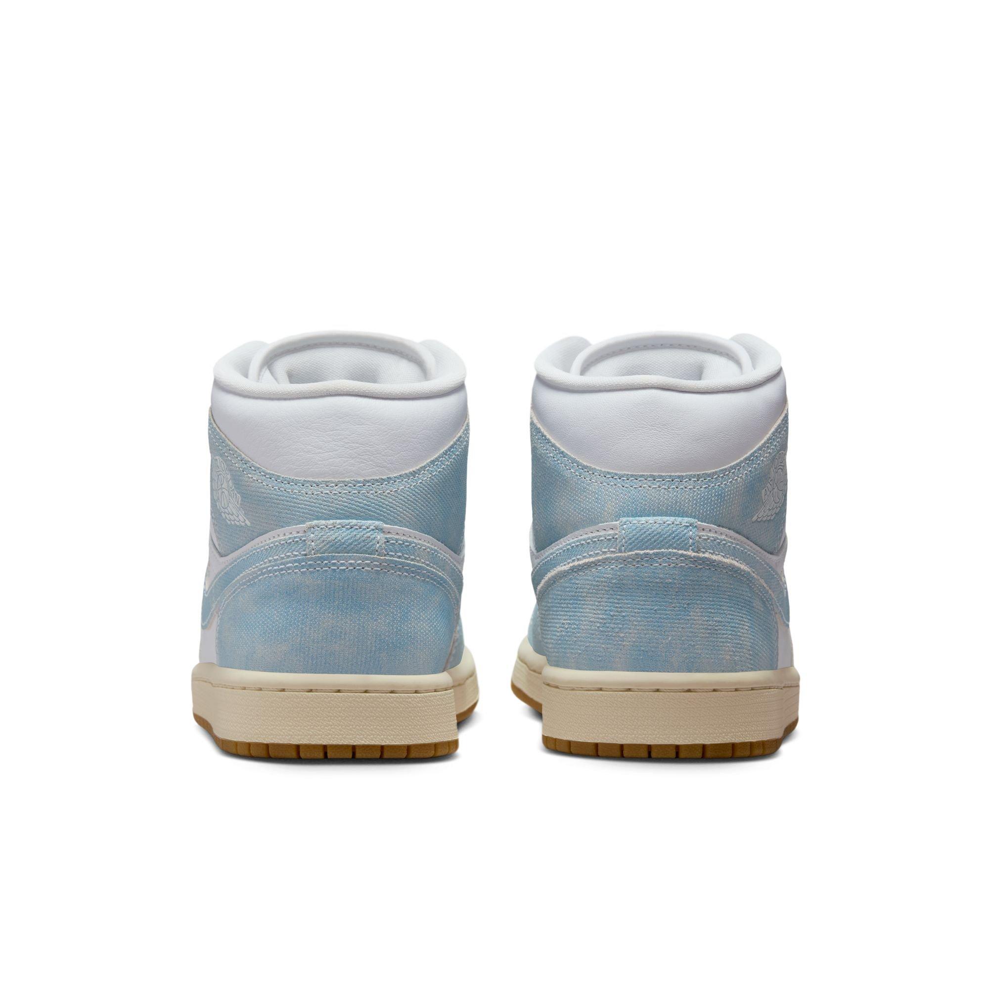Jordan 1 Mid SE "White/Worn Blue/Sail/Gum Light Brown" Women's Shoe - WHITE/LT BLUE/DENIM Thumbnail View 7