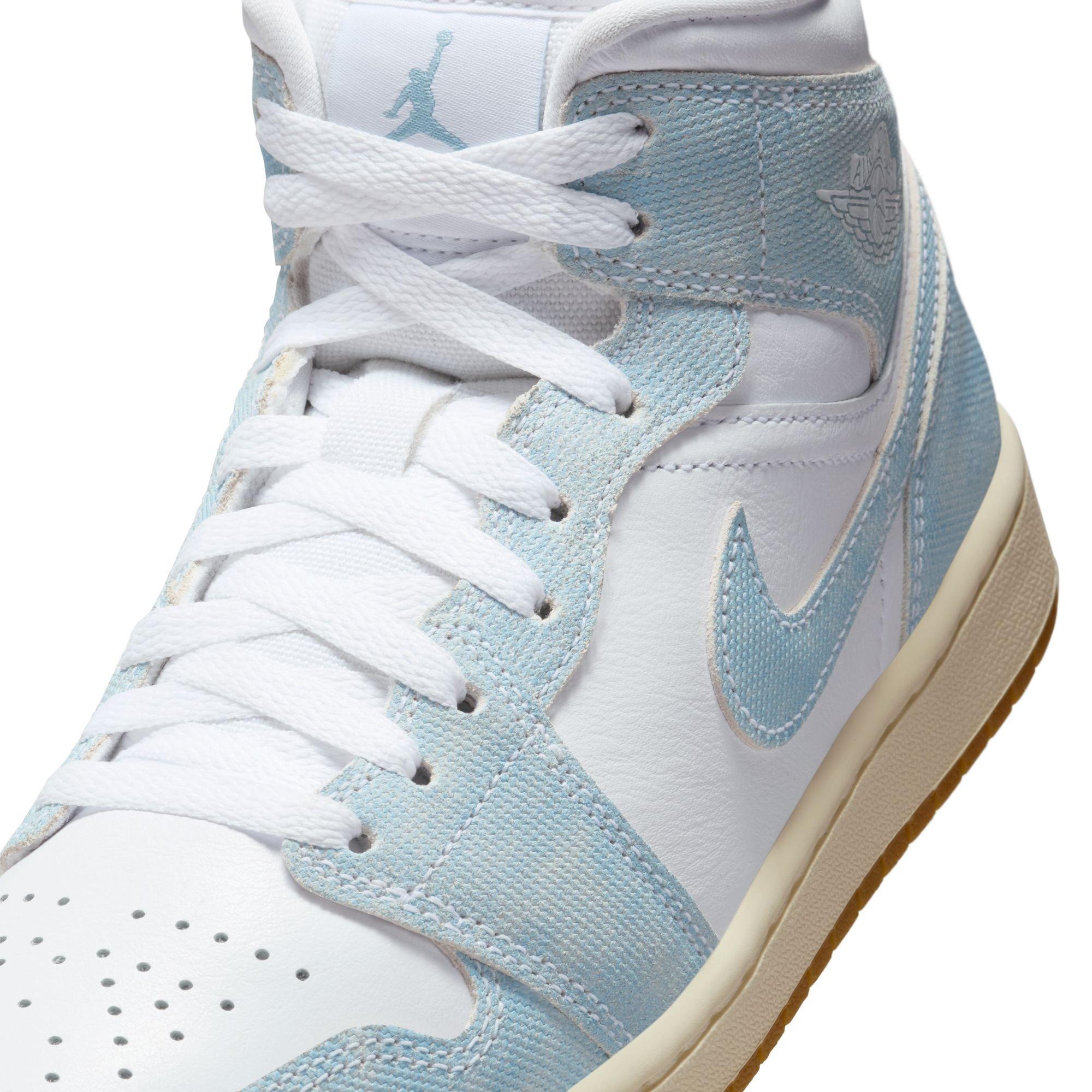 Jordan 1 Mid SE "White/Worn Blue/Sail/Gum Light Brown" Women's Shoe - WHITE/LT BLUE/DENIM Thumbnail View 10