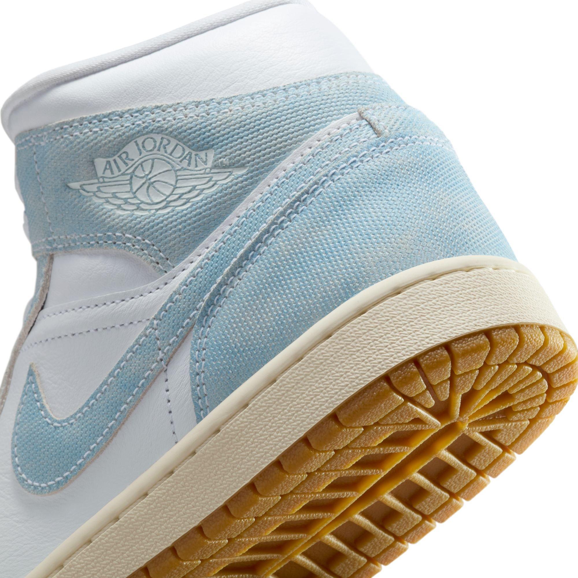 Jordan 1 Mid SE "White/Worn Blue/Sail/Gum Light Brown" Women's Shoe - WHITE/LT BLUE/DENIM Thumbnail View 11