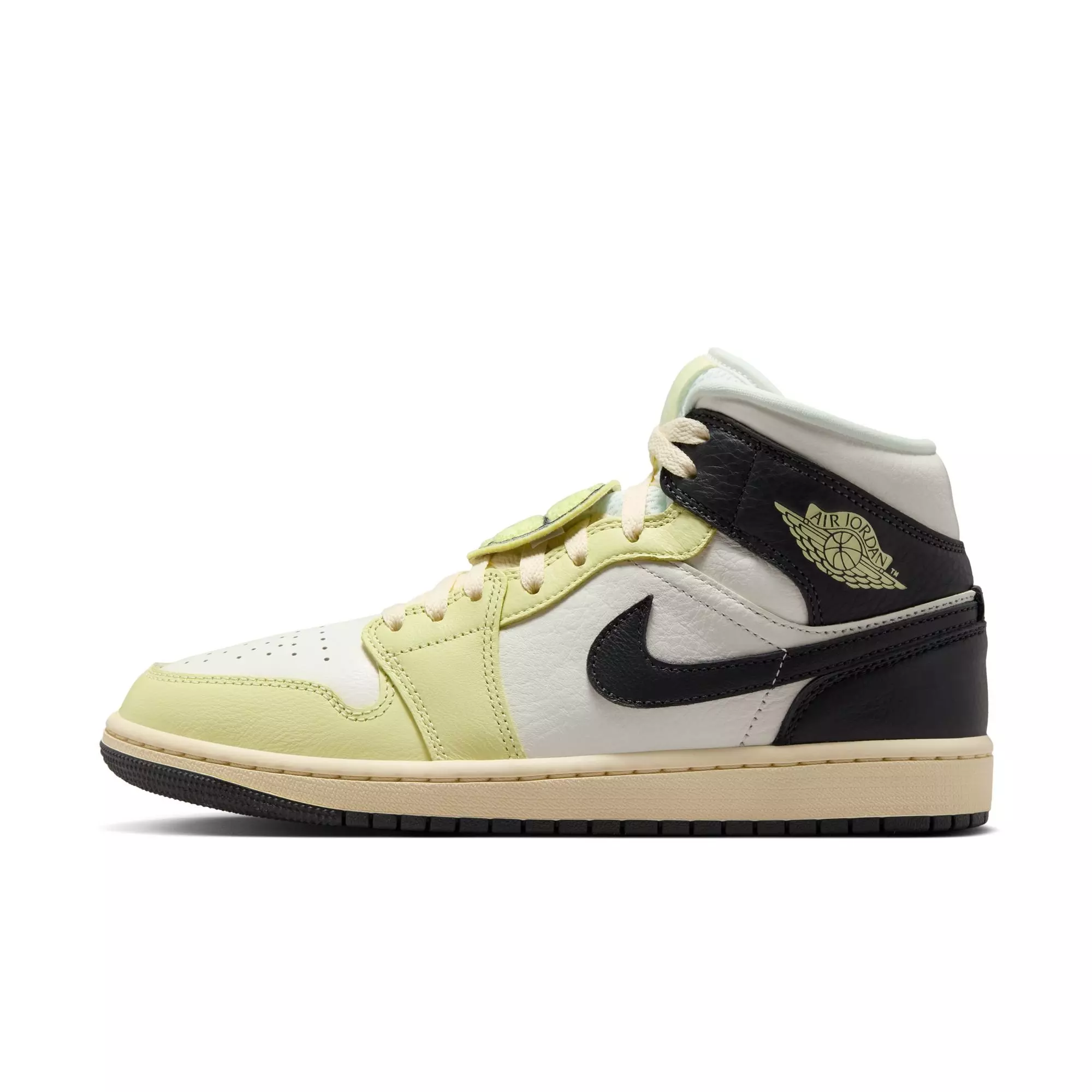 Jordan 1 Mid SE "Sail/Luminous Green/Anthracite" Women's Shoe - BLACK/LIME