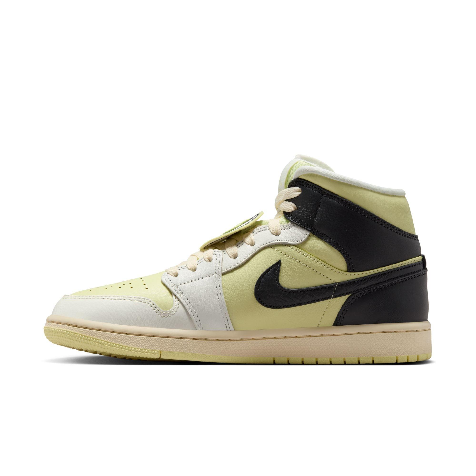 Jordan 1 Mid SE "Sail/Luminous Green/Anthracite" Women's Shoe - BLACK/LIME Thumbnail View 4