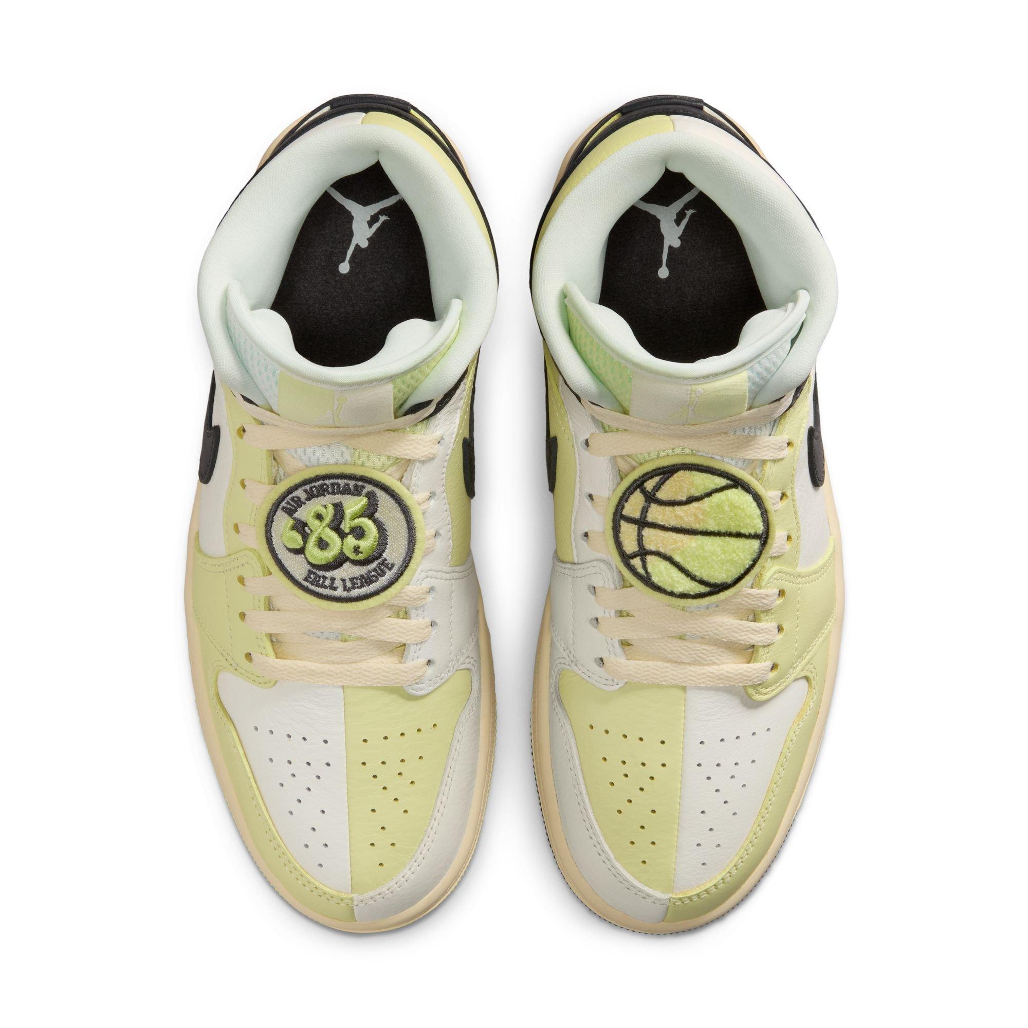 Jordan 1 Mid SE "Sail/Luminous Green/Anthracite" Women's Shoe - BLACK/LIME Thumbnail View 6