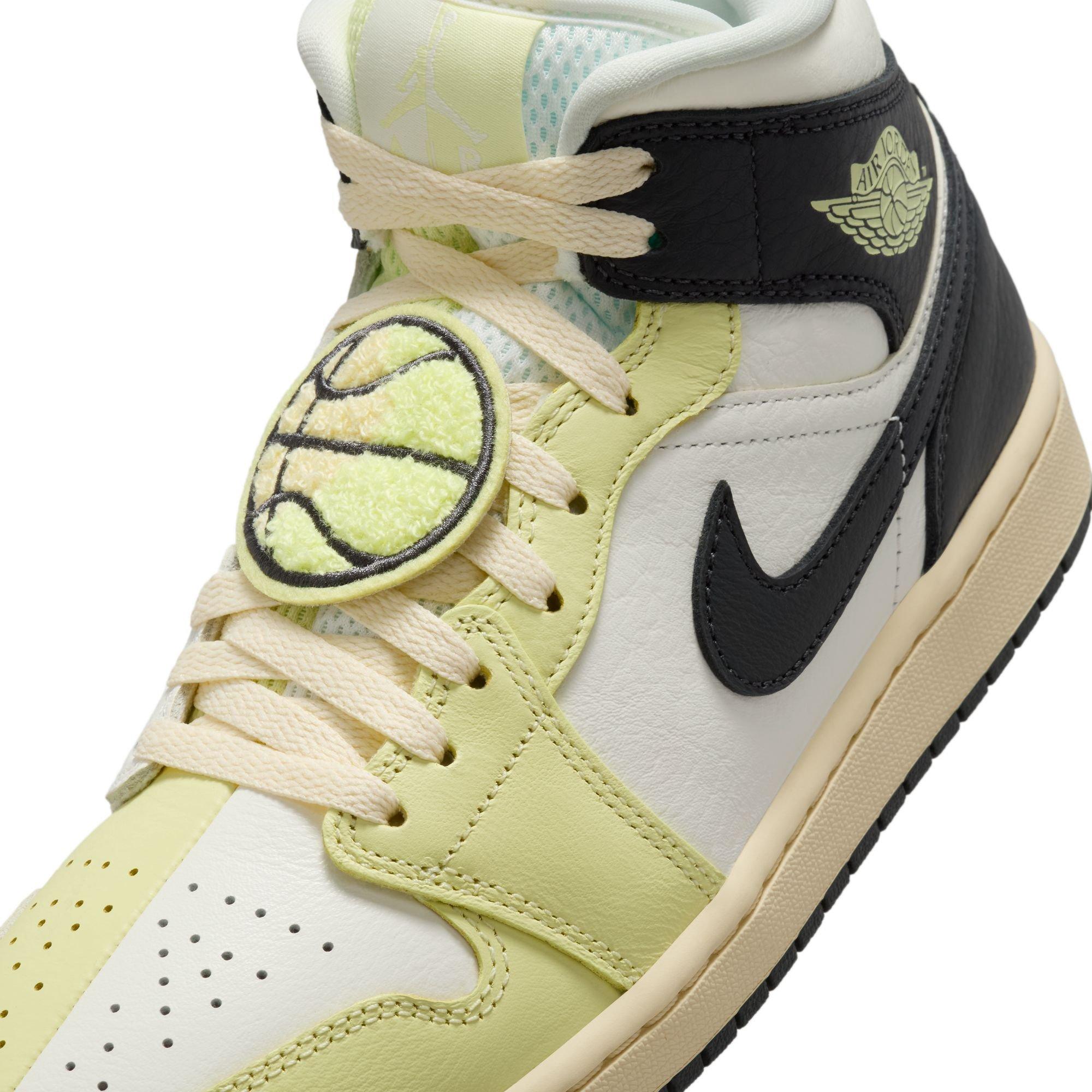 Jordan 1 Mid SE "Sail/Luminous Green/Anthracite" Women's Shoe - BLACK/LIME Thumbnail View 9