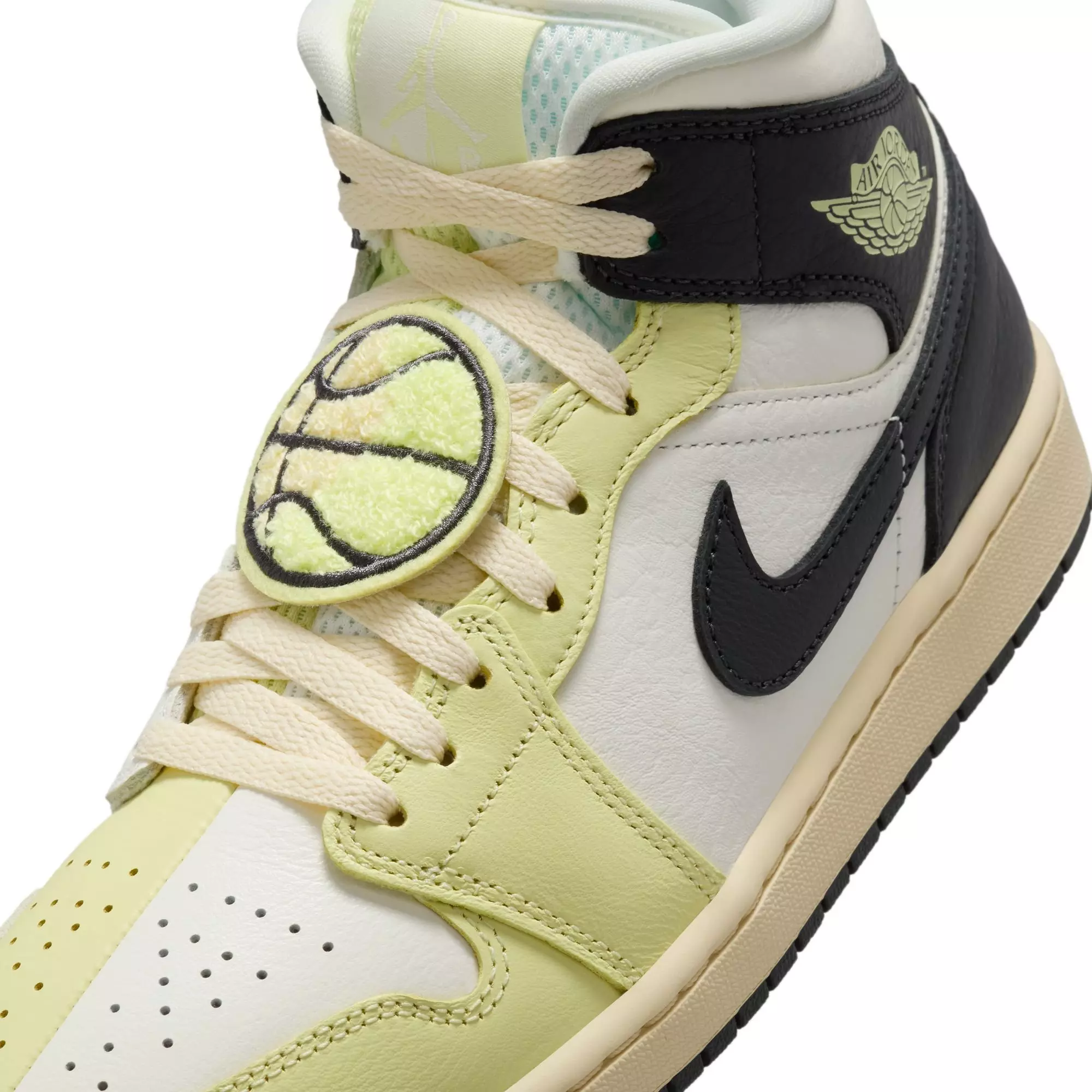 Jordan 1 Mid SE "Sail/Luminous Green/Anthracite" Women's Shoe - BLACK/LIME