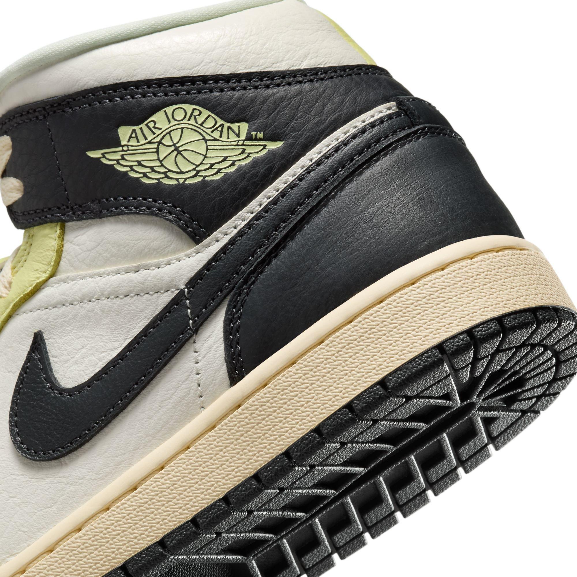 Jordan 1 Mid SE "Sail/Luminous Green/Anthracite" Women's Shoe - BLACK/LIME Thumbnail View 10