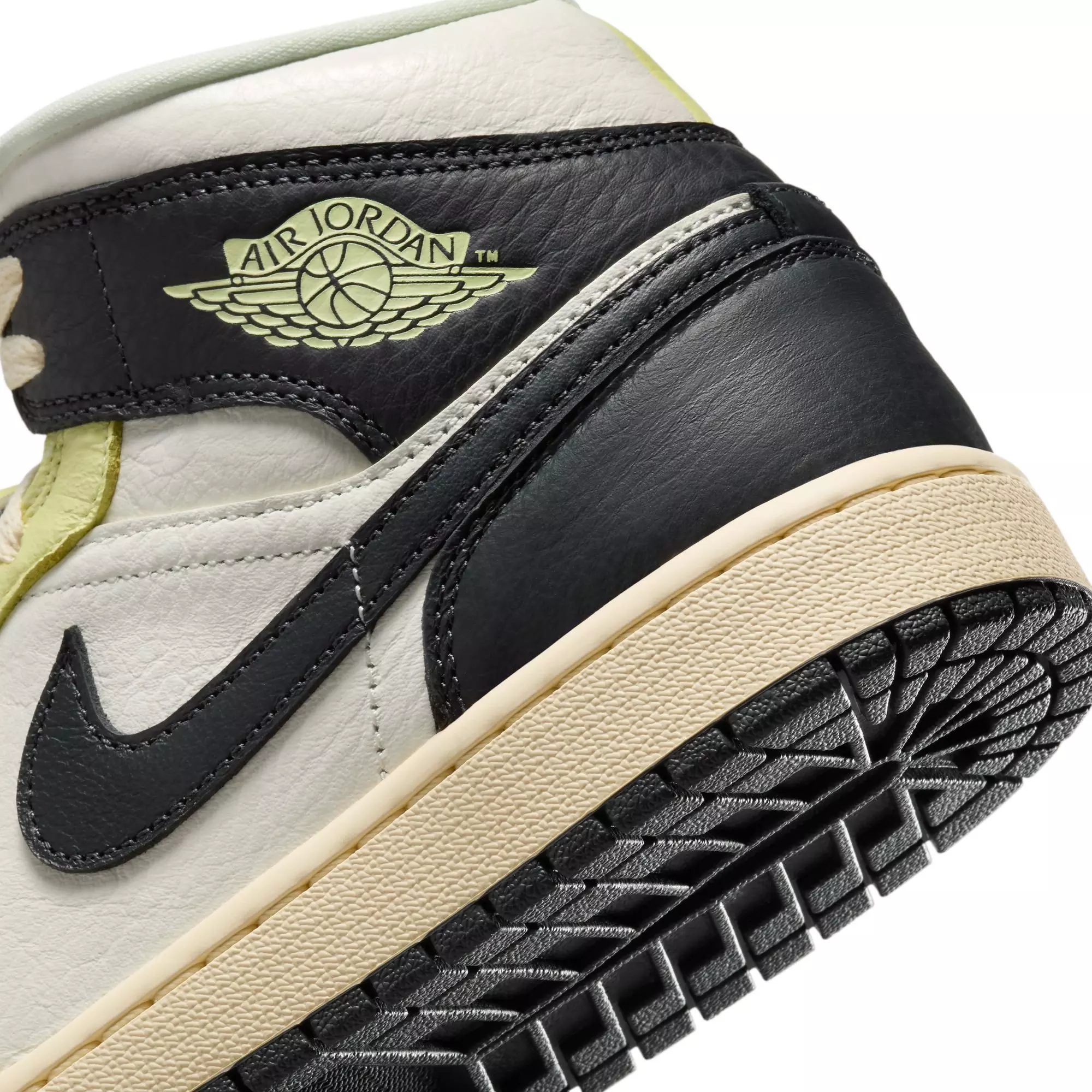 Jordan 1 Mid SE "Sail/Luminous Green/Anthracite" Women's Shoe - BLACK/LIME