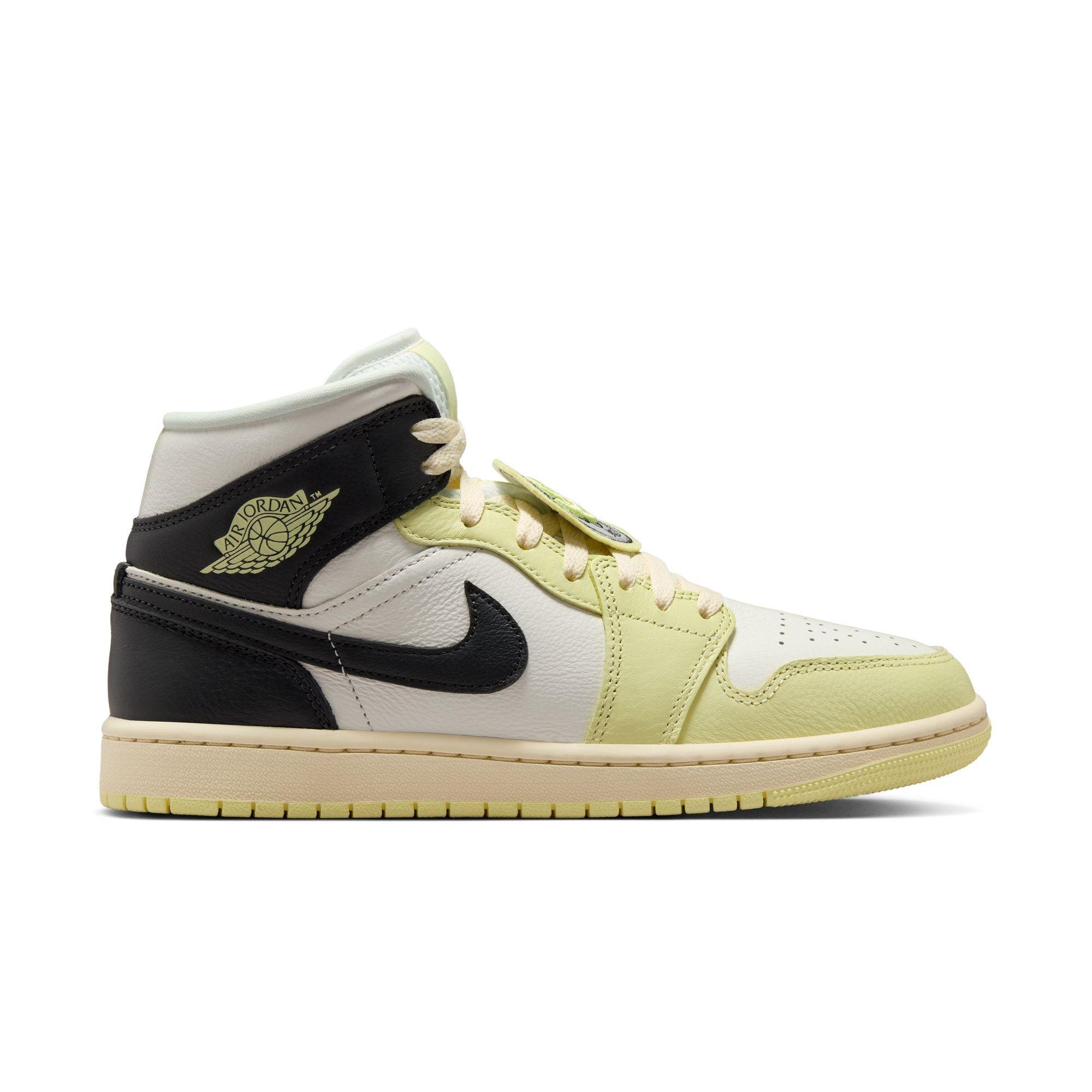 Jordan 1 Mid SE "Sail/Luminous Green/Anthracite" Women's Shoe - BLACK/LIME Thumbnail View 1